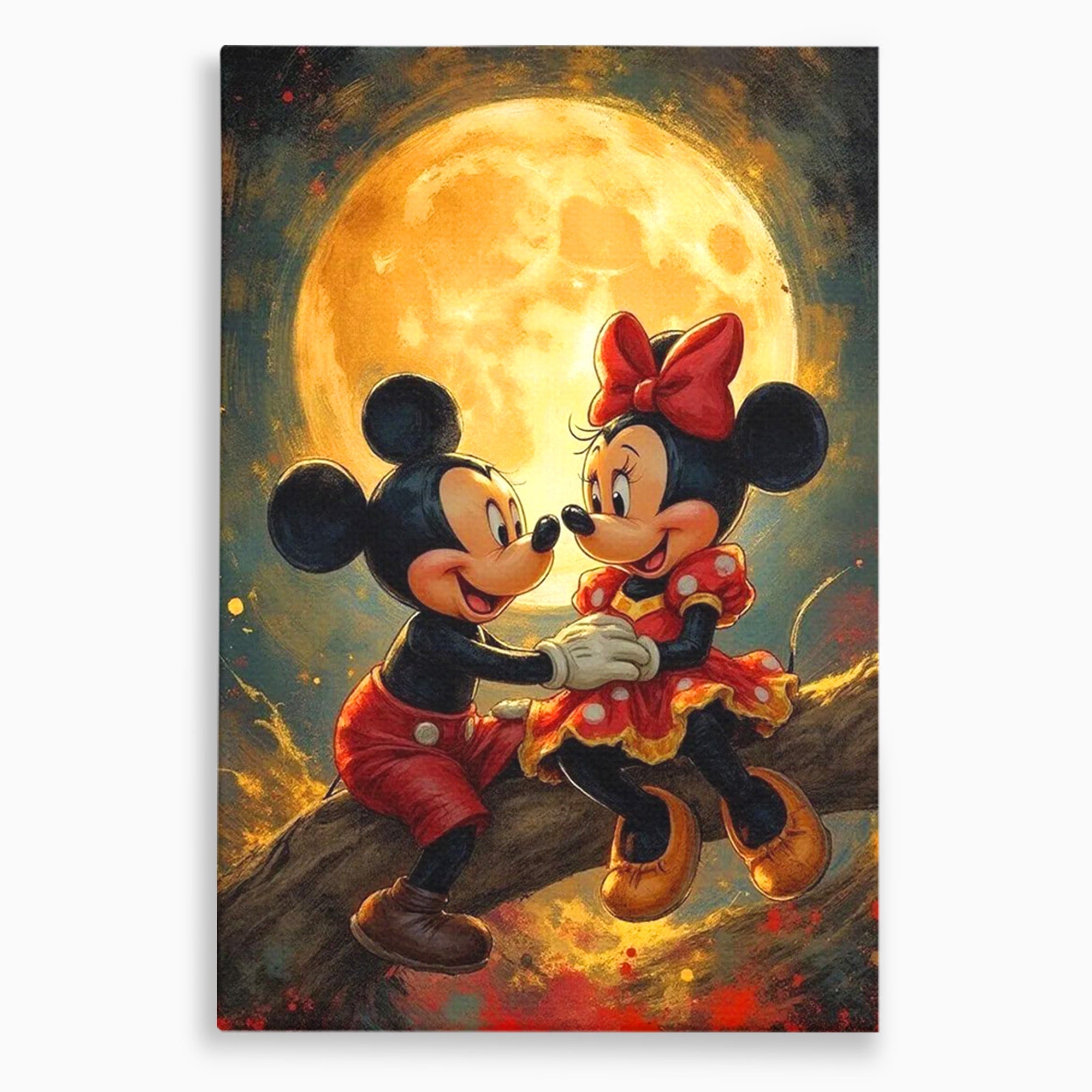 Tablou Canvas Premium LuxCanva® PI1361, Iubire Sub Clar De Luna, Mickey, Iubire, Minnie, Disney, Fantezie, Culori Vibrante, Living, Dormitor, Camera Copii
