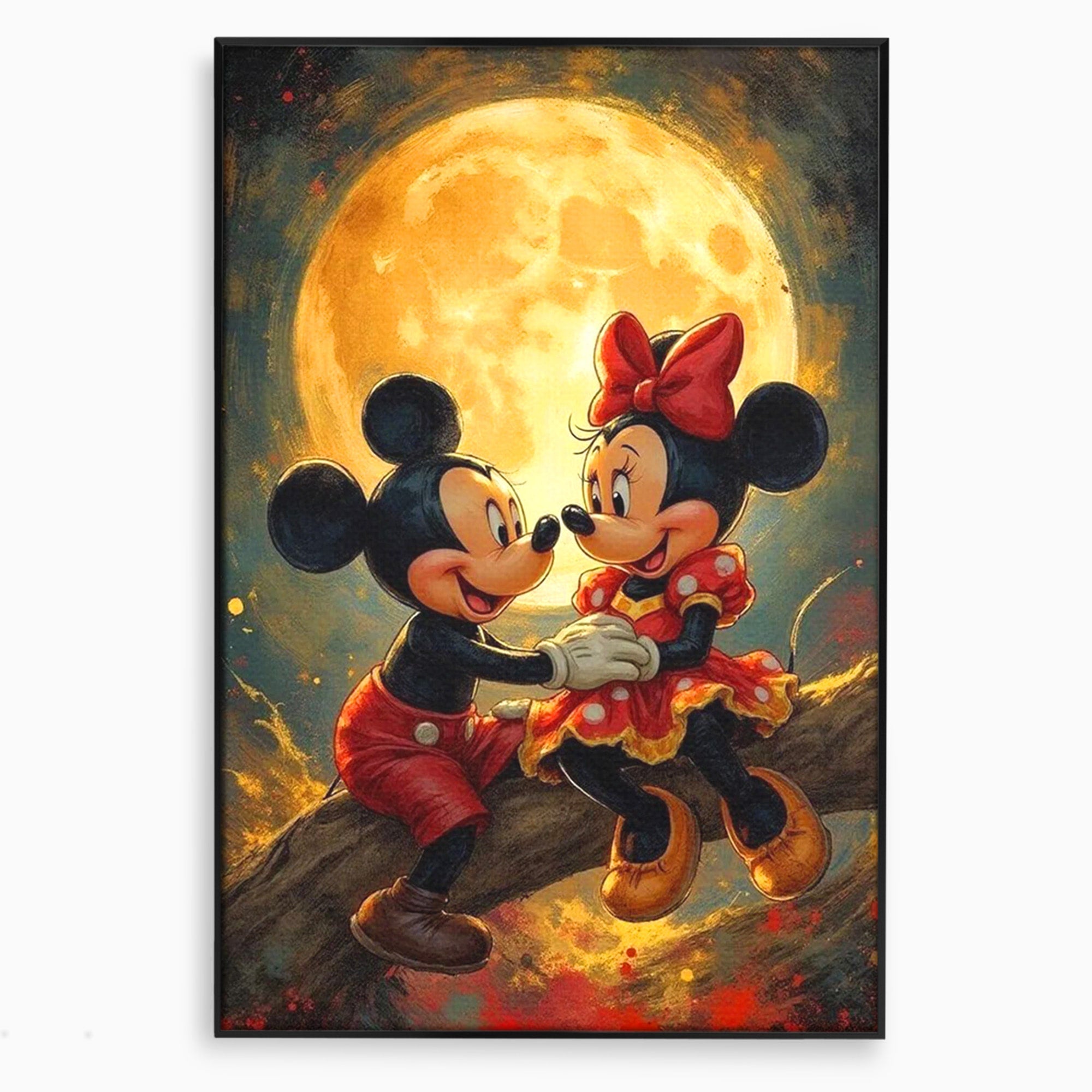 Tablou Canvas Premium LuxCanva® PI1361, Iubire Sub Clar De Luna, Mickey, Iubire, Minnie, Disney, Fantezie, Culori Vibrante, Living, Dormitor, Camera Copii