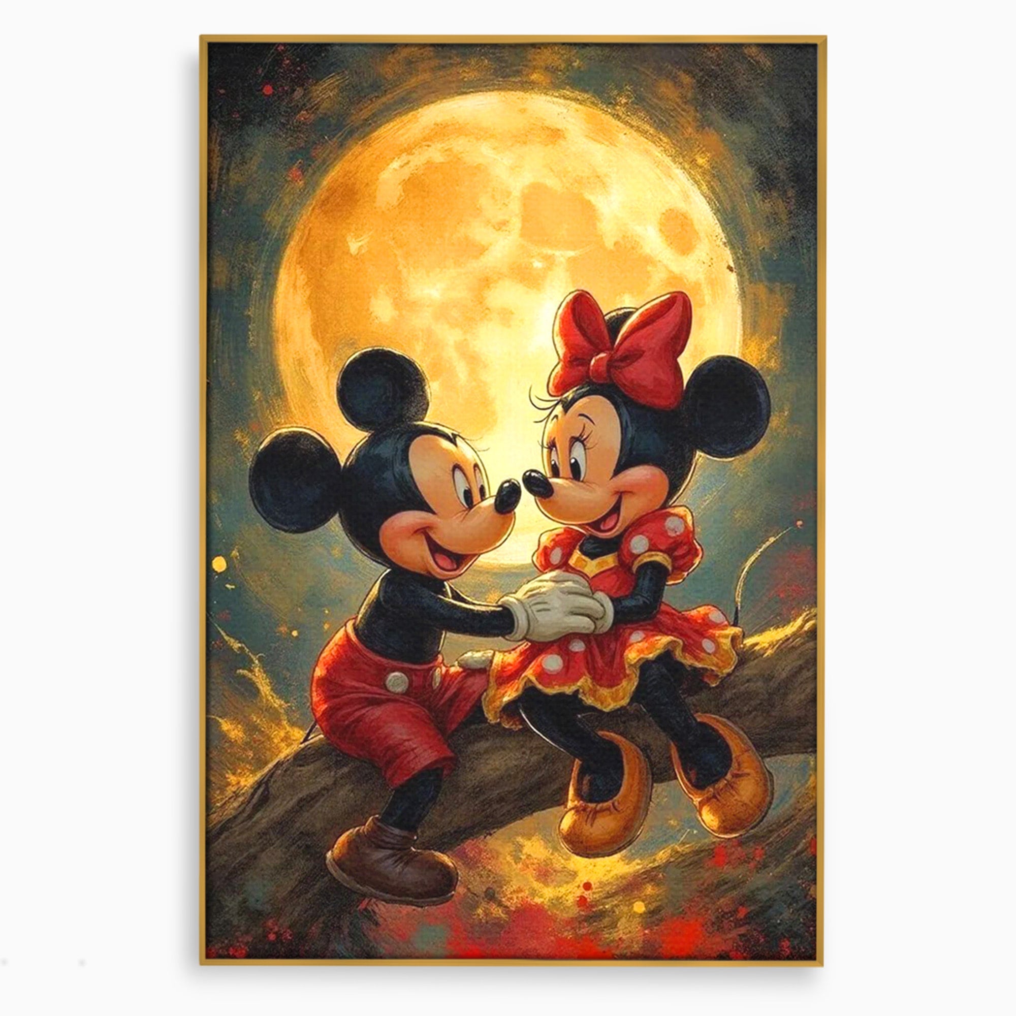 Tablou Canvas Premium LuxCanva® PI1361, Iubire Sub Clar De Luna, Mickey, Iubire, Minnie, Disney, Fantezie, Culori Vibrante, Living, Dormitor, Camera Copii