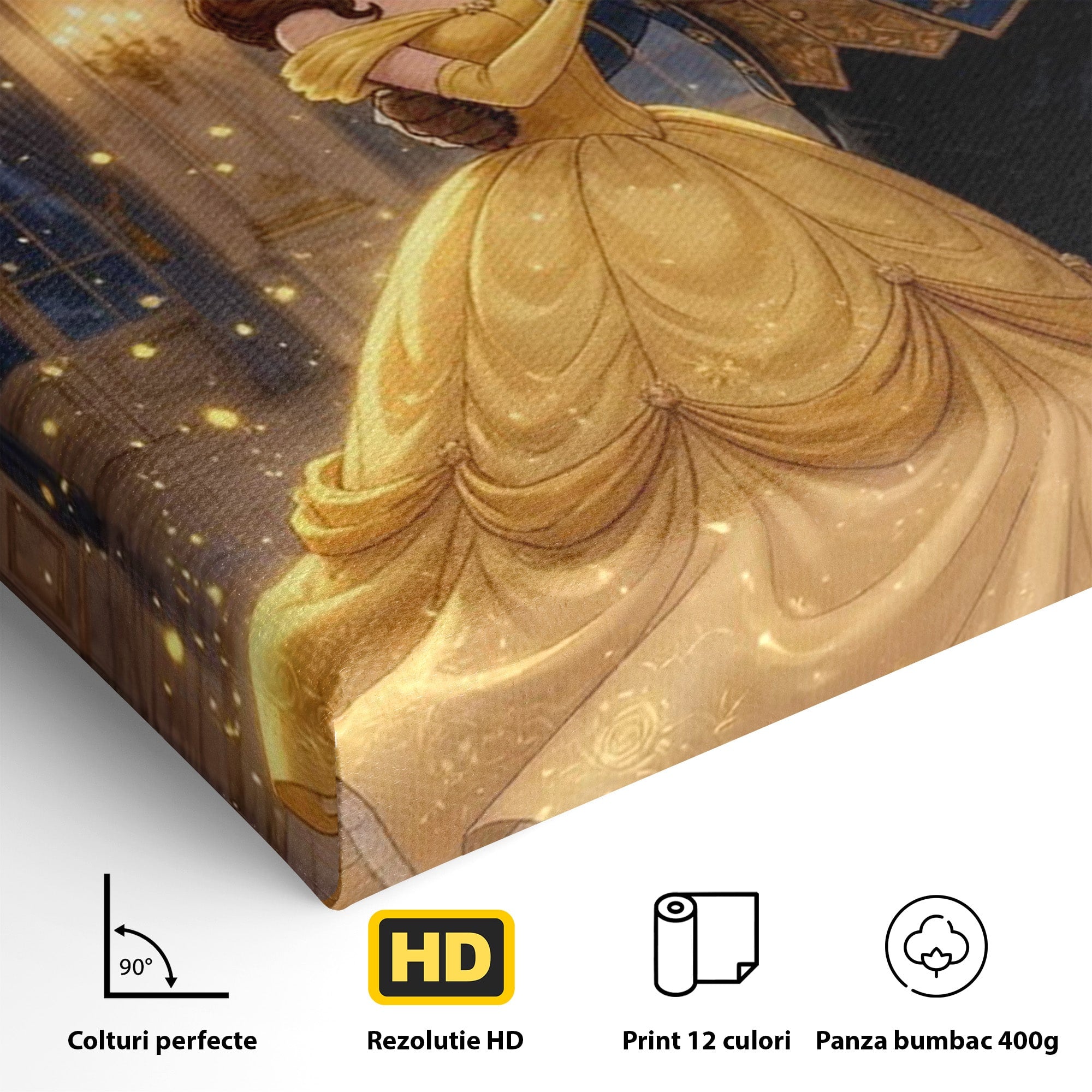 Tablou Canvas Premium LuxCanva® PI1362, Balul de Poveste, Dans, Candelabru, Romantism, Poveste, Rochie, Culori Vibrante, Living, Dormitor, Camera Copii