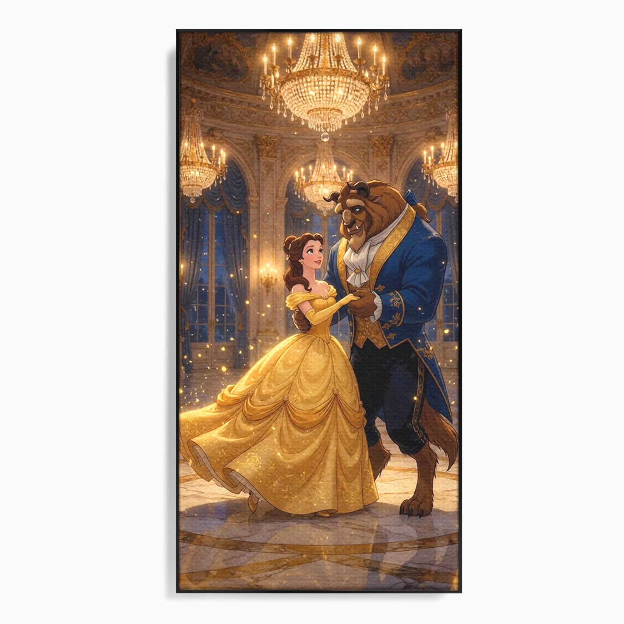 Tablou Canvas Premium LuxCanva® PI1362, Balul de Poveste, Dans, Candelabru, Romantism, Poveste, Rochie, Culori Vibrante, Living, Dormitor, Camera Copii