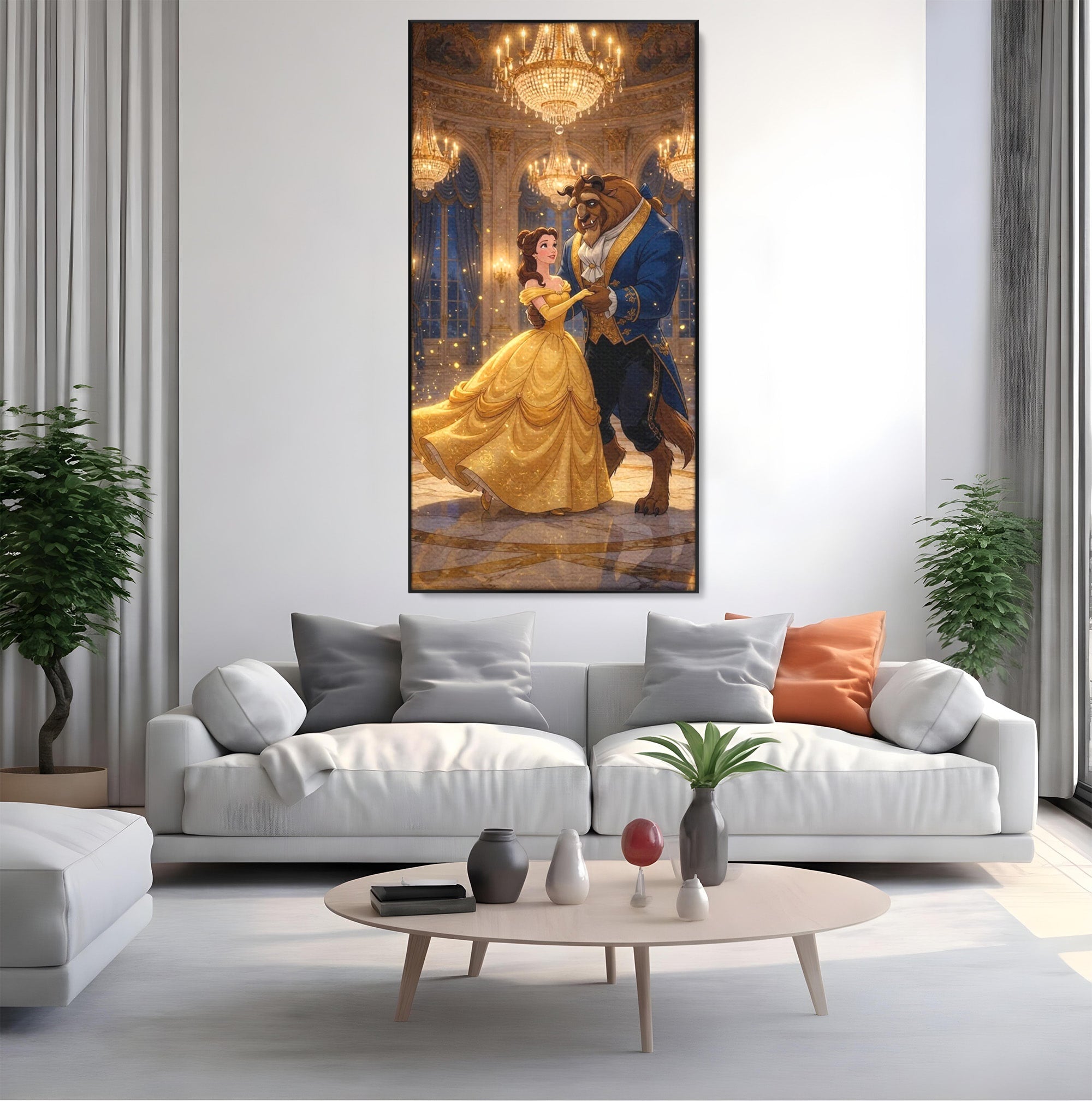 Tablou Canvas Premium LuxCanva® PI1362, Balul de Poveste, Dans, Candelabru, Romantism, Poveste, Rochie, Culori Vibrante, Living, Dormitor, Camera Copii