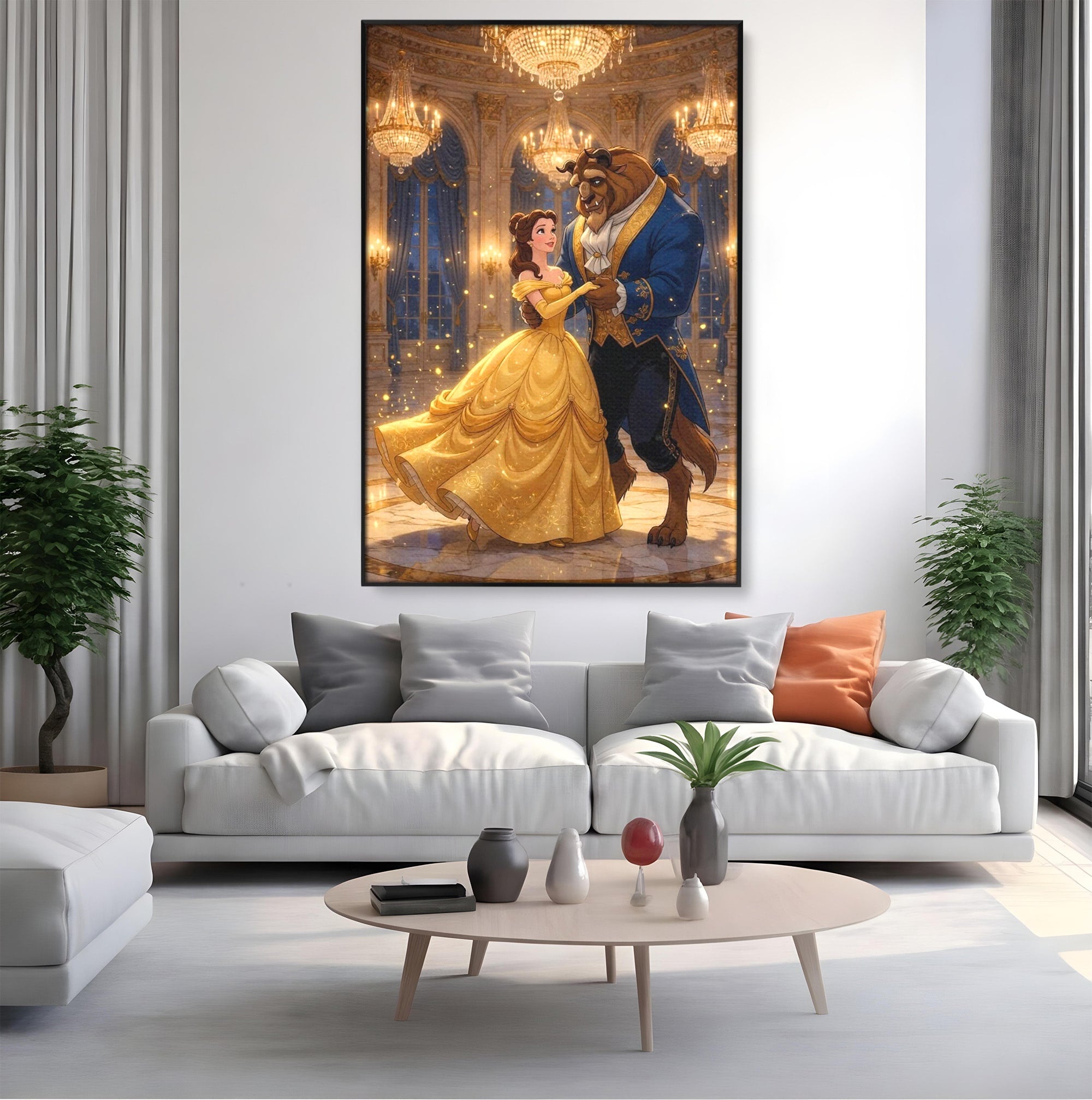 Tablou Canvas Premium LuxCanva® PI1362, Balul de Poveste, Dans, Candelabru, Romantism, Poveste, Rochie, Culori Vibrante, Living, Dormitor, Camera Copii