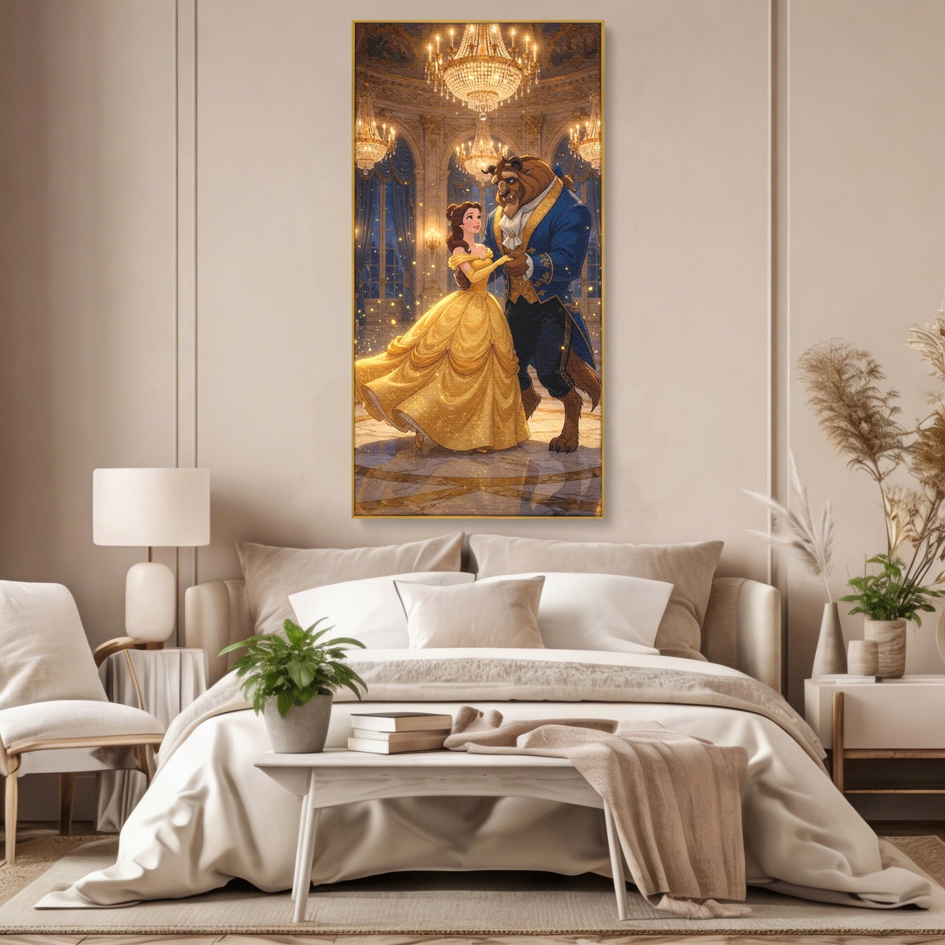 Tablou Canvas Premium LuxCanva® PI1362, Balul de Poveste, Dans, Candelabru, Romantism, Poveste, Rochie, Culori Vibrante, Living, Dormitor, Camera Copii