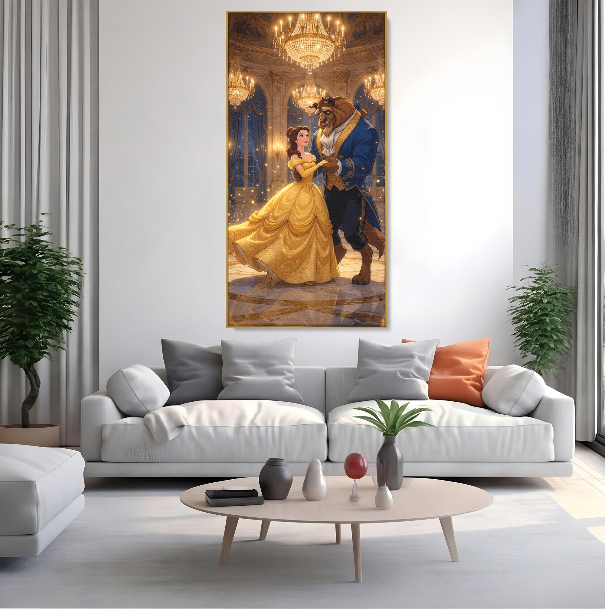 Tablou Canvas Premium LuxCanva® PI1362, Balul de Poveste, Dans, Candelabru, Romantism, Poveste, Rochie, Culori Vibrante, Living, Dormitor, Camera Copii