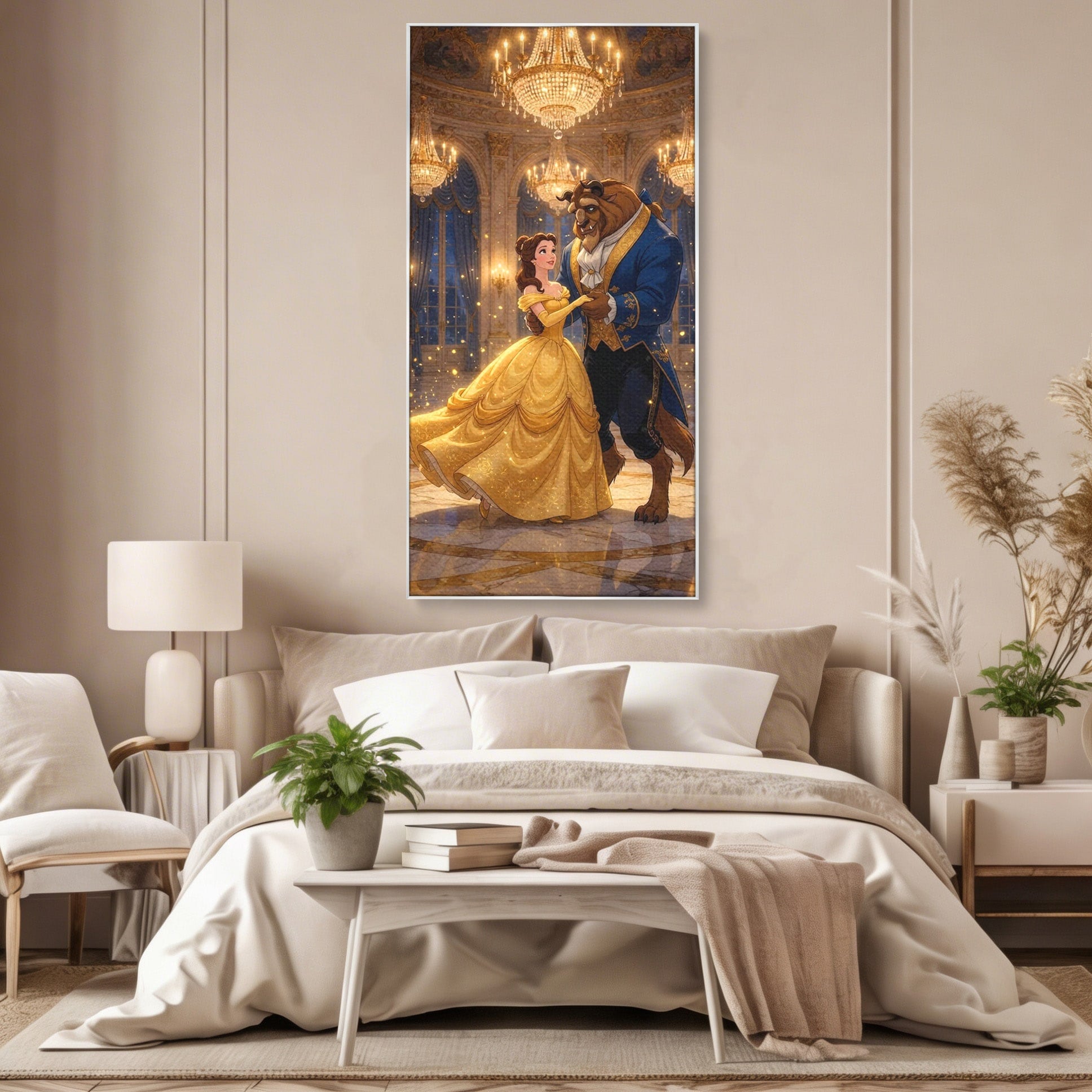 Tablou Canvas Premium LuxCanva® PI1362, Balul de Poveste, Dans, Candelabru, Romantism, Poveste, Rochie, Culori Vibrante, Living, Dormitor, Camera Copii
