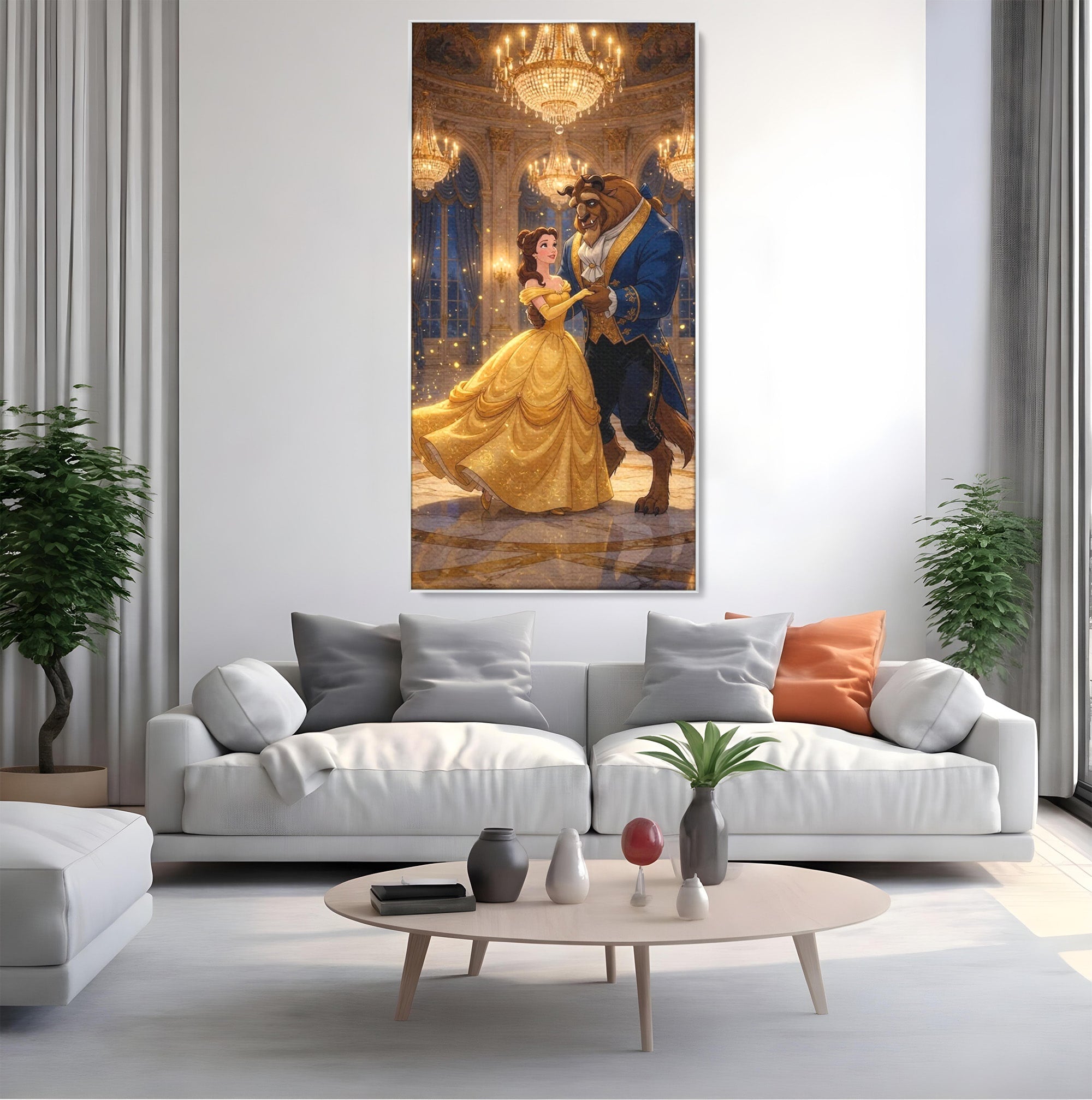 Tablou Canvas Premium LuxCanva® PI1362, Balul de Poveste, Dans, Candelabru, Romantism, Poveste, Rochie, Culori Vibrante, Living, Dormitor, Camera Copii