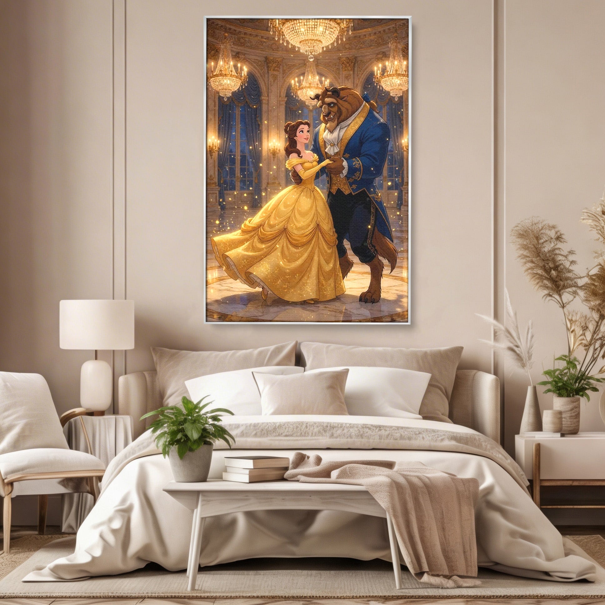 Tablou Canvas Premium LuxCanva® PI1362, Balul de Poveste, Dans, Candelabru, Romantism, Poveste, Rochie, Culori Vibrante, Living, Dormitor, Camera Copii