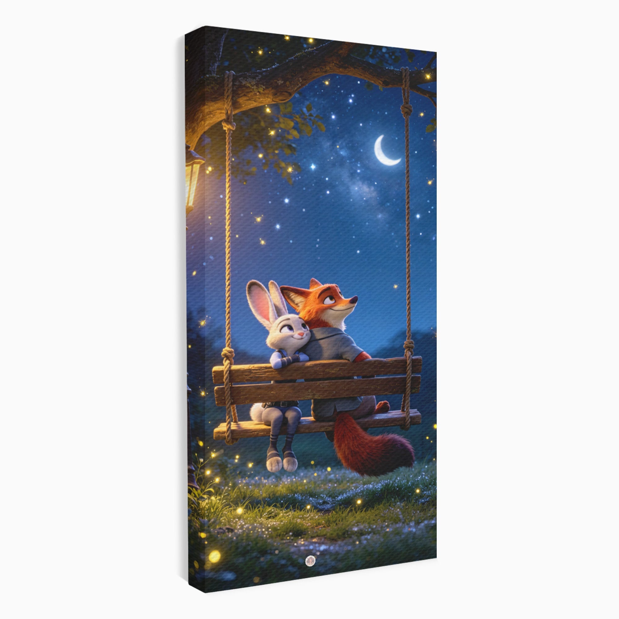 Tablou Canvas Premium LuxCanva® PI1363, Noapte in Zootopia, Animatie, Prietenie, Juddy, Stele, Nick, Culori Vibrante, Living, Dormitor, Camera Copii