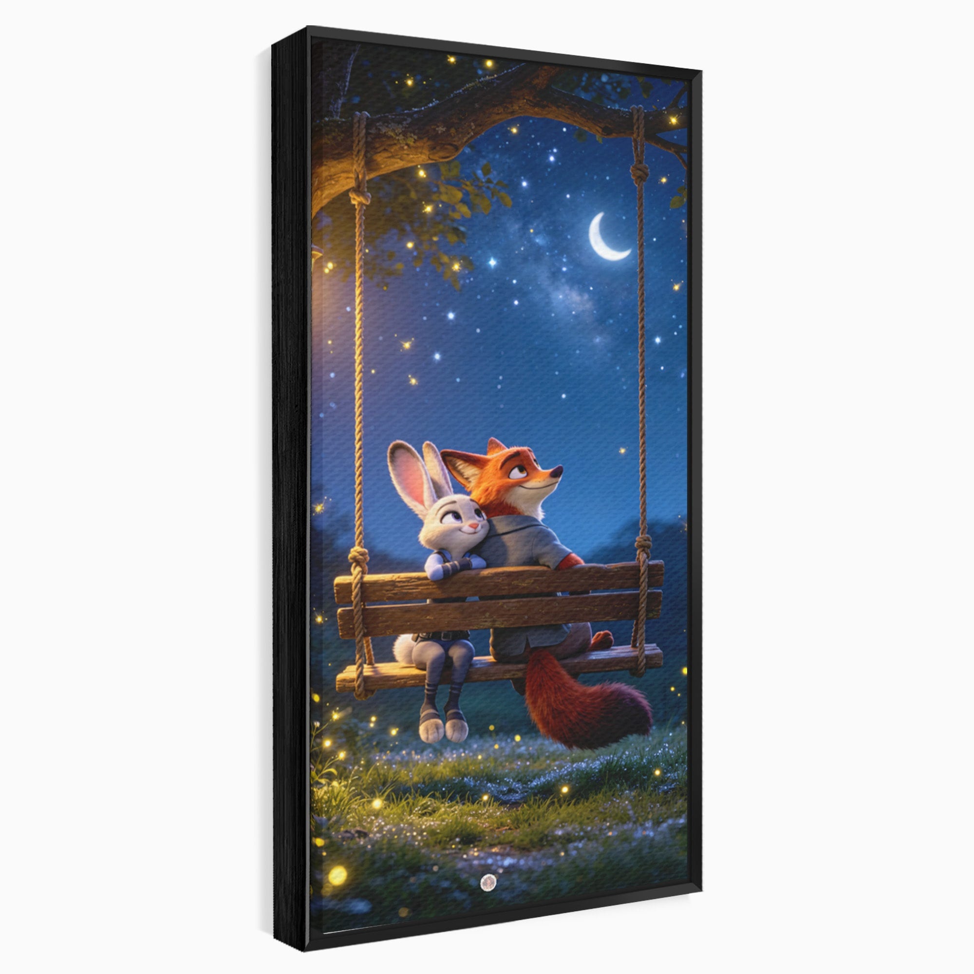 Tablou Canvas Premium LuxCanva® PI1363, Noapte in Zootopia, Animatie, Prietenie, Juddy, Stele, Nick, Culori Vibrante, Living, Dormitor, Camera Copii