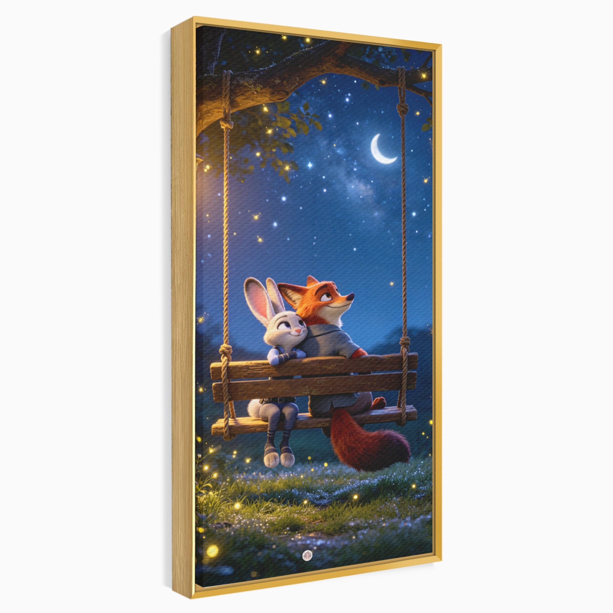 Tablou Canvas Premium LuxCanva® PI1363, Noapte in Zootopia, Animatie, Prietenie, Juddy, Stele, Nick, Culori Vibrante, Living, Dormitor, Camera Copii