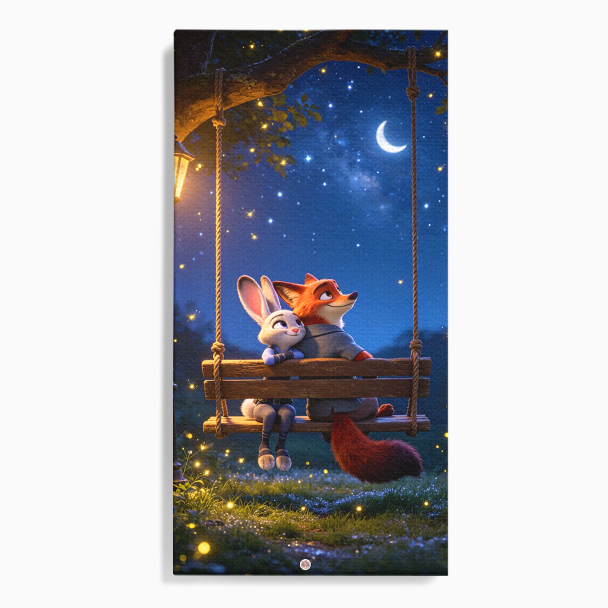 Tablou Canvas Premium LuxCanva® PI1363, Noapte in Zootopia, Animatie, Prietenie, Juddy, Stele, Nick, Culori Vibrante, Living, Dormitor, Camera Copii