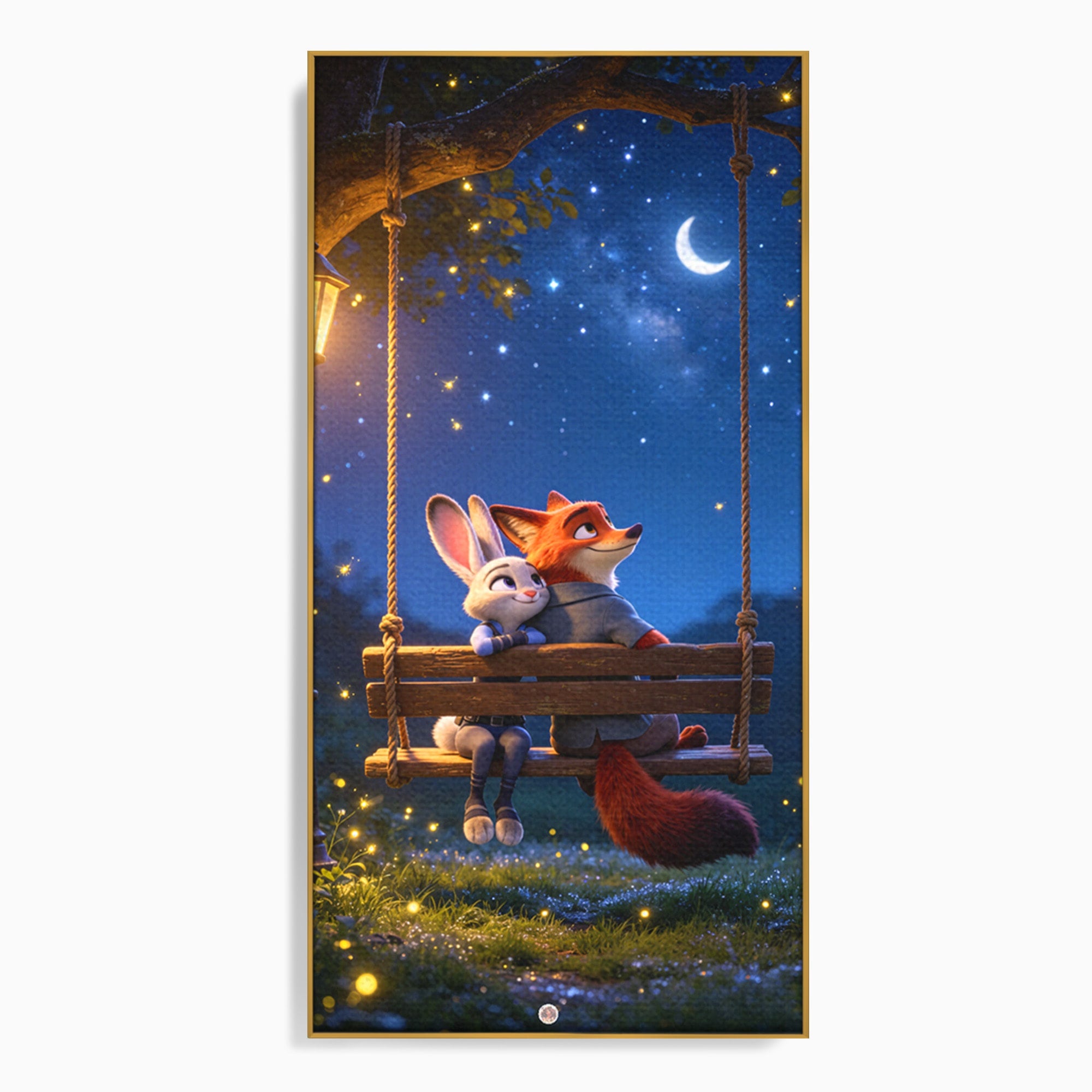 Tablou Canvas Premium LuxCanva® PI1363, Noapte in Zootopia, Animatie, Prietenie, Juddy, Stele, Nick, Culori Vibrante, Living, Dormitor, Camera Copii