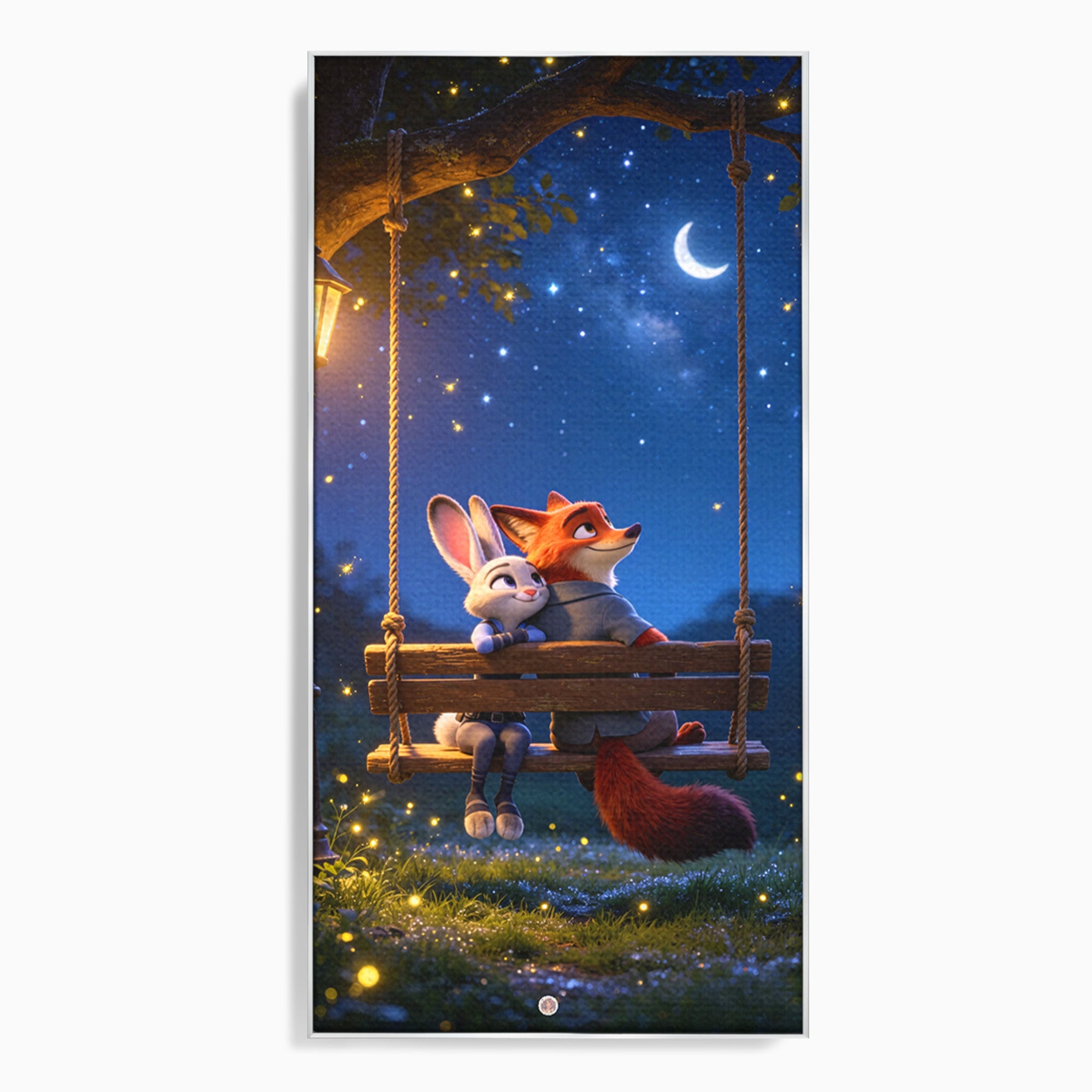 Tablou Canvas Premium LuxCanva® PI1363, Noapte in Zootopia, Animatie, Prietenie, Juddy, Stele, Nick, Culori Vibrante, Living, Dormitor, Camera Copii