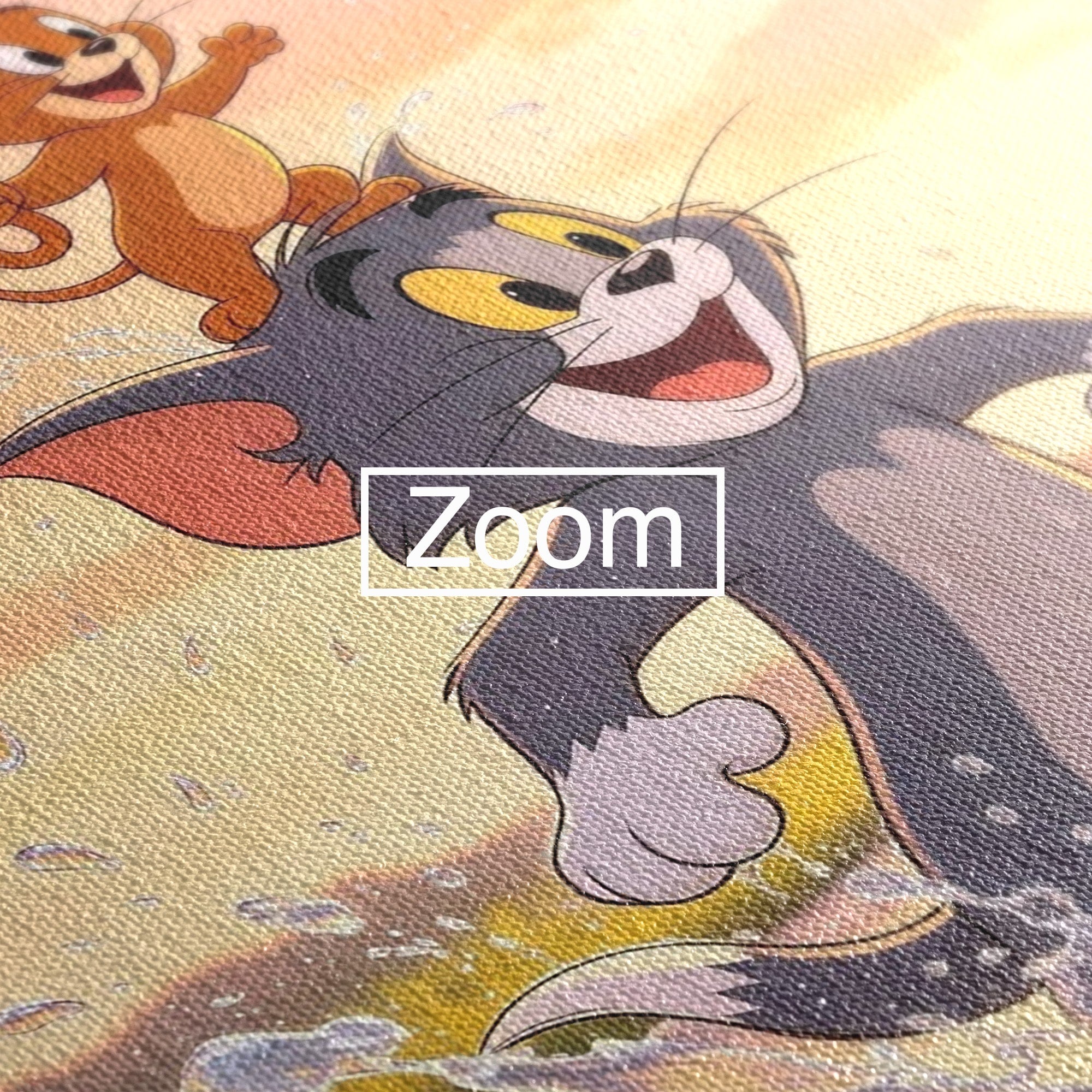 Tablou Canvas Premium LuxCanva® PI1364, Aventura Vesela, Desene Animate, Prietenie, Umbrela, Tom, Jerry, Culori Vibrante, Living, Dormitor, Camera Copii