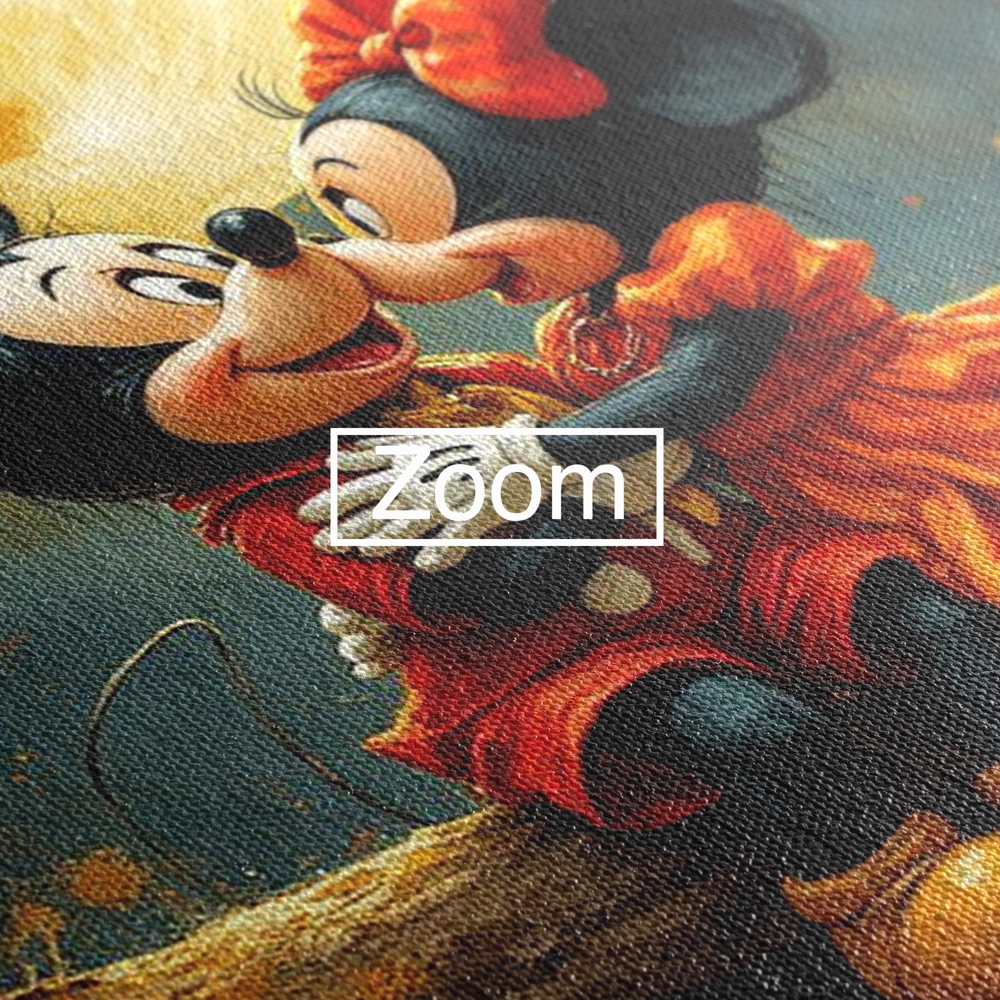 Tablou Canvas Premium LuxCanva® PI1365, Minnie si Mickey Indragostiti, Desene, Luna, Personaje, Romantic, Culori Vibrante, Living, Dormitor, Camera Copii