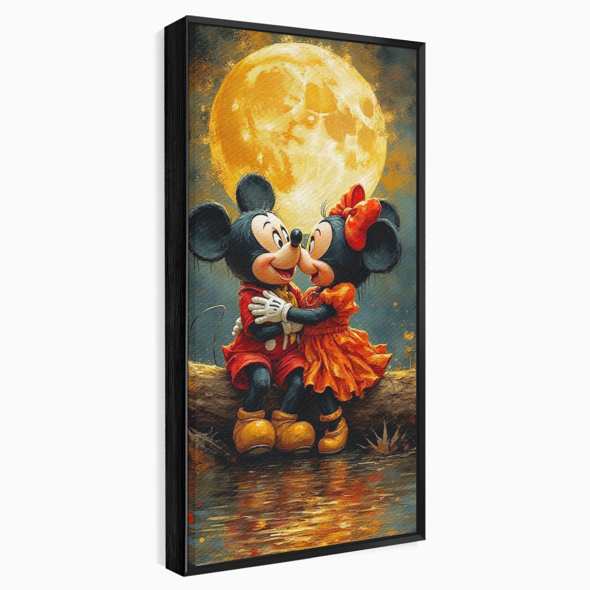 Tablou Canvas Premium LuxCanva® PI1365, Minnie si Mickey Indragostiti, Desene, Luna, Personaje, Romantic, Culori Vibrante, Living, Dormitor, Camera Copii