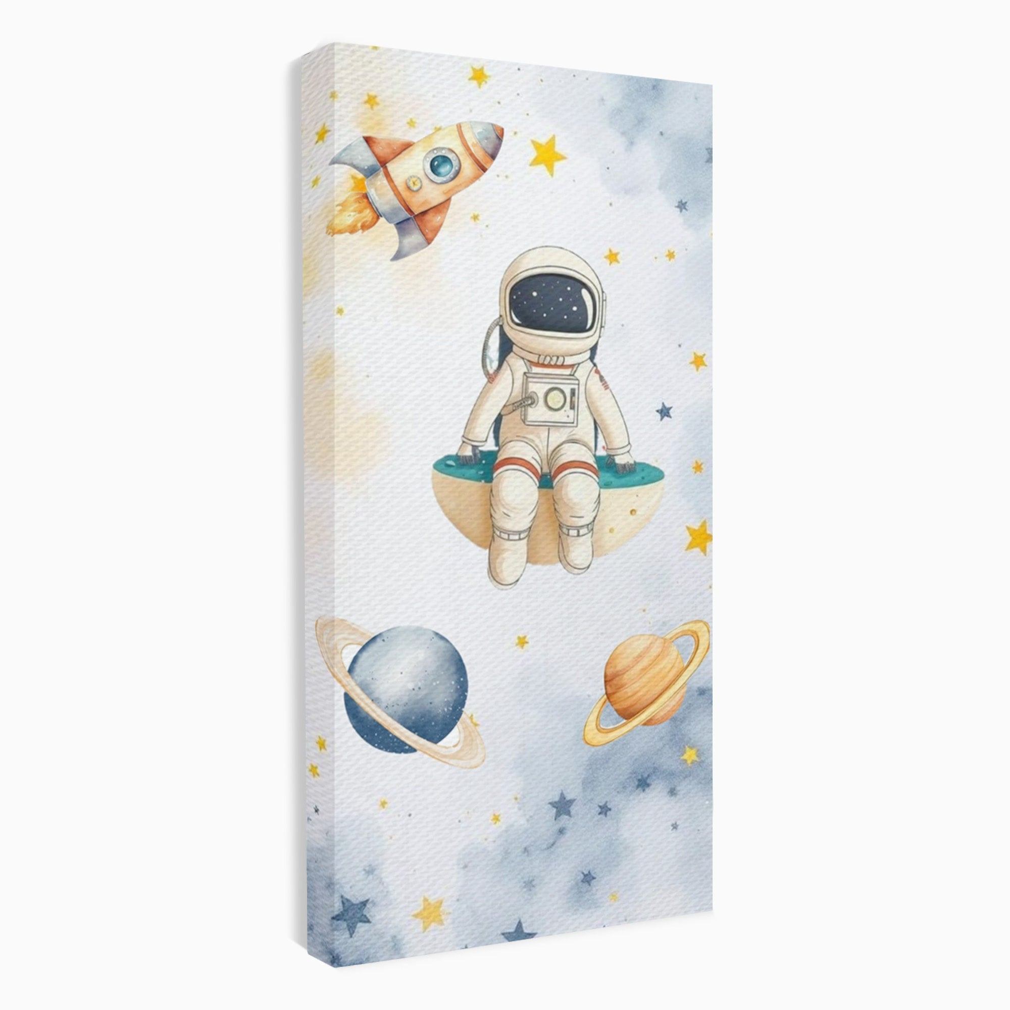 Tablou Canvas Premium LuxCanva® PI1367, Astronaut In Spatiu, Calatorie, Spatiu, Planete, Copii, Culori Vibrante, Dormitor, Camera Copii
