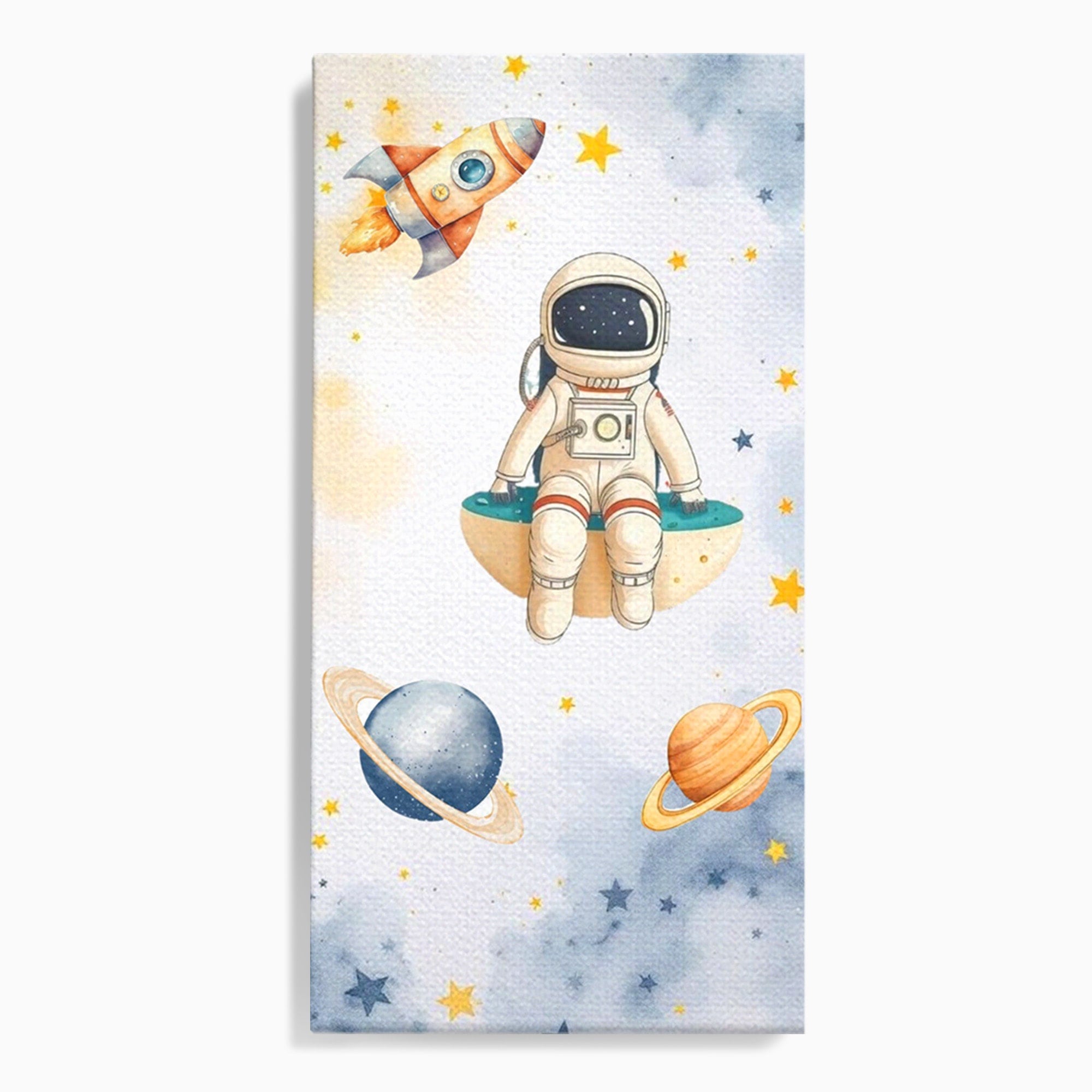 Tablou Canvas Premium LuxCanva® PI1367, Astronaut In Spatiu, Calatorie, Spatiu, Planete, Copii, Culori Vibrante, Dormitor, Camera Copii