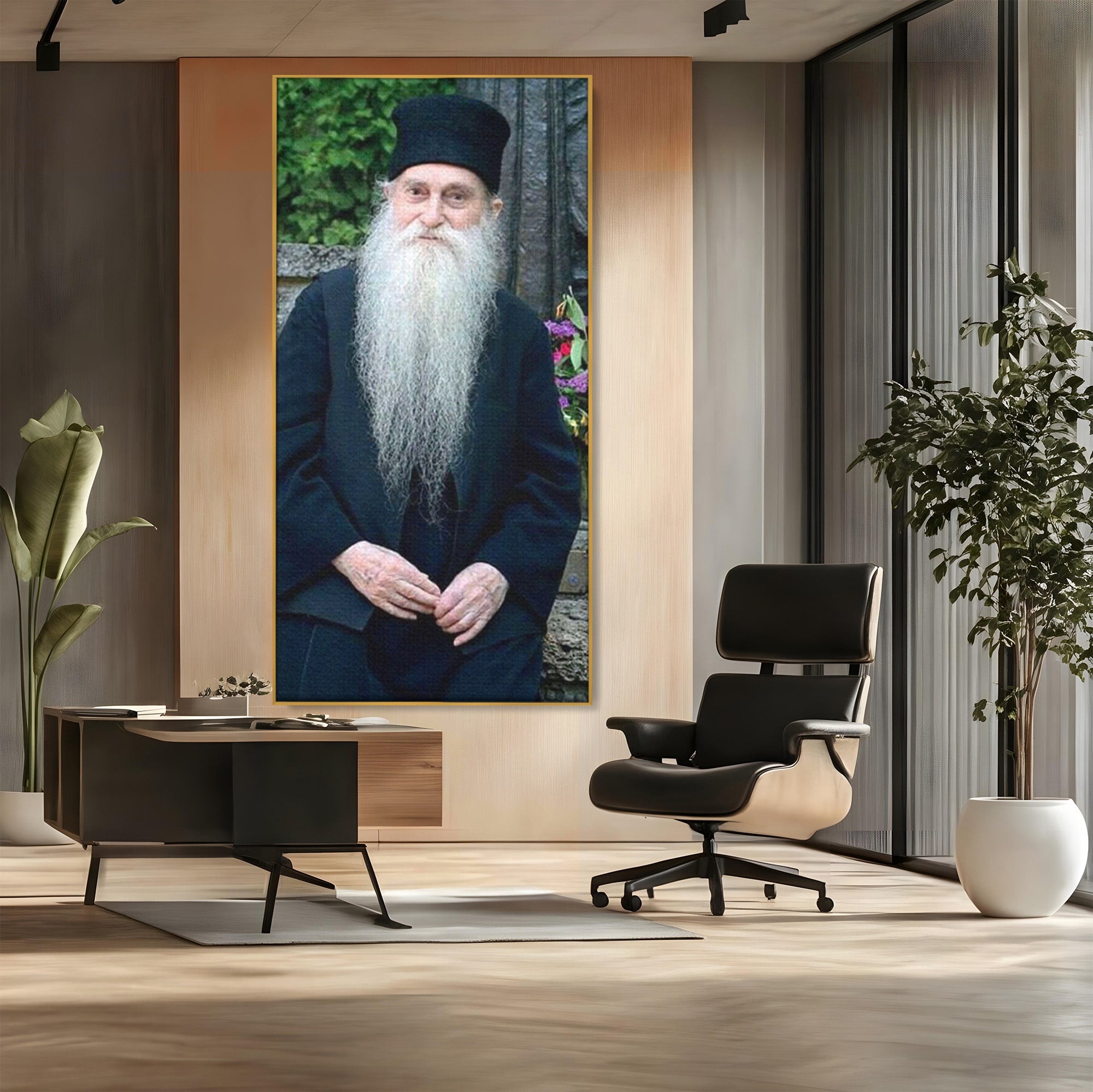 Tablou Canvas Premium LuxCanva® PI1368, Arsenie Papacioc, Calugar, Gradina, Spiritualitate, Portret, Culori Vibrante, Living, Dormitor