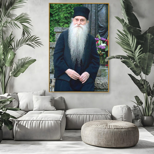 Tablou Canvas Premium LuxCanva® PI1368, Arsenie Papacioc, Calugar, Gradina, Spiritualitate, Portret, Culori Vibrante, Living, Dormitor