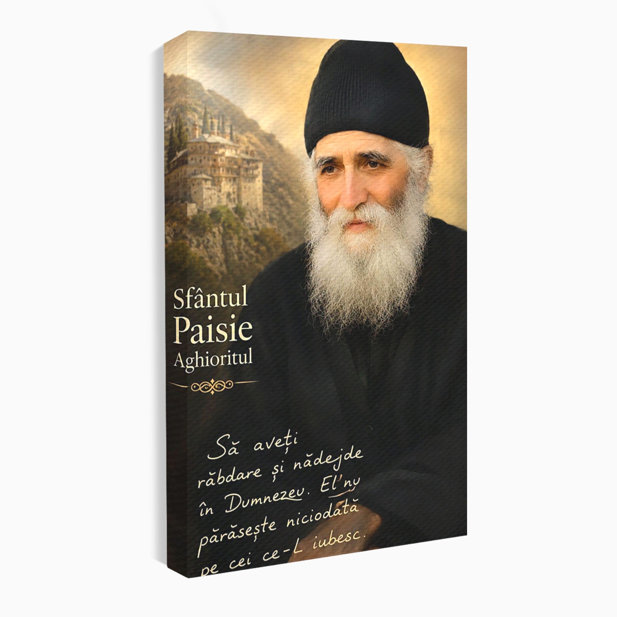 Tablou Canvas Premium LuxCanva® PI1369, Sfântul Paisie Aghioritul, Religie, Portret, Spiritualitate, Credinta, Culori Vibrante, Living, Dormitor, Salon