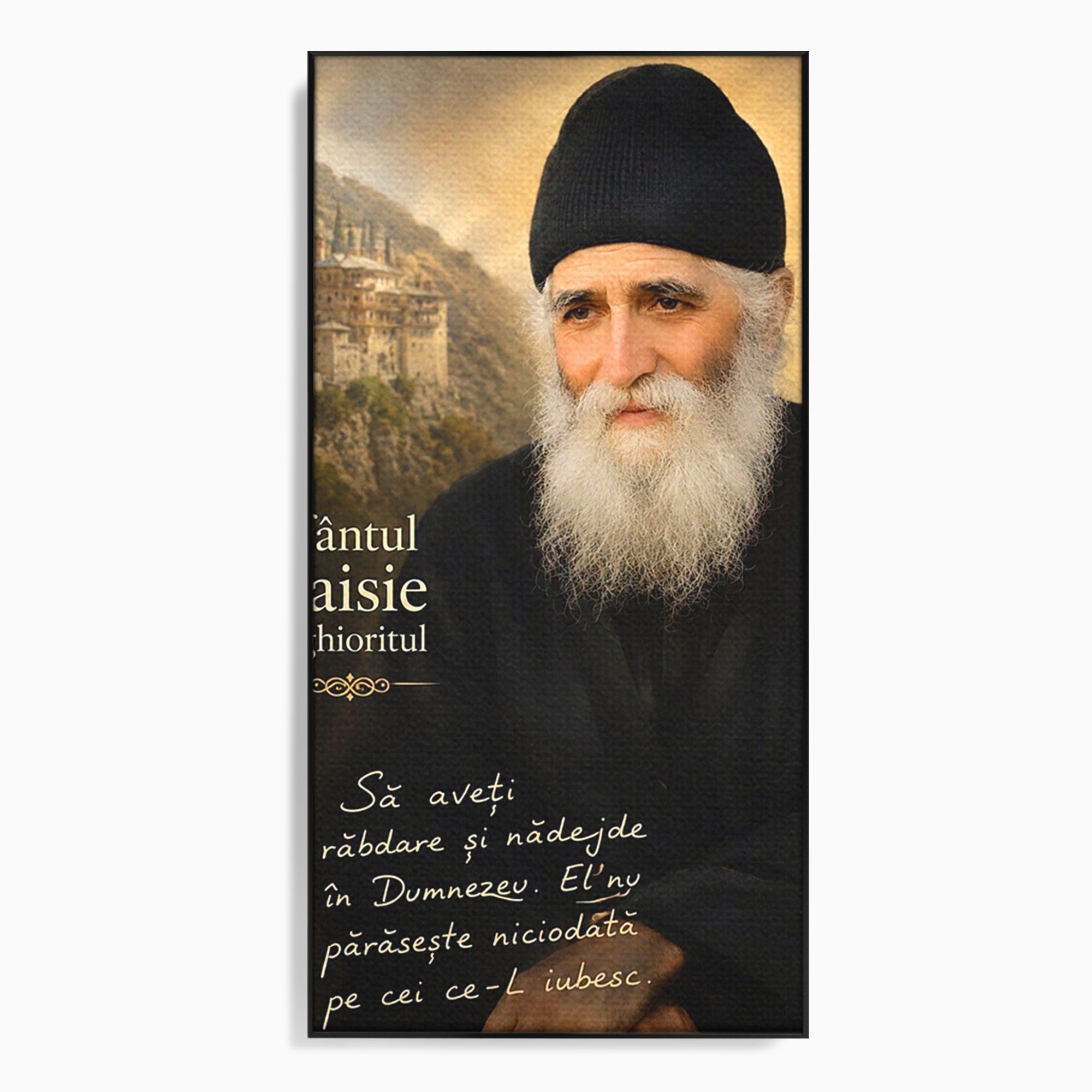 Tablou Canvas Premium LuxCanva® PI1369, Sfântul Paisie Aghioritul, Religie, Portret, Spiritualitate, Credinta, Culori Vibrante, Living, Dormitor, Salon