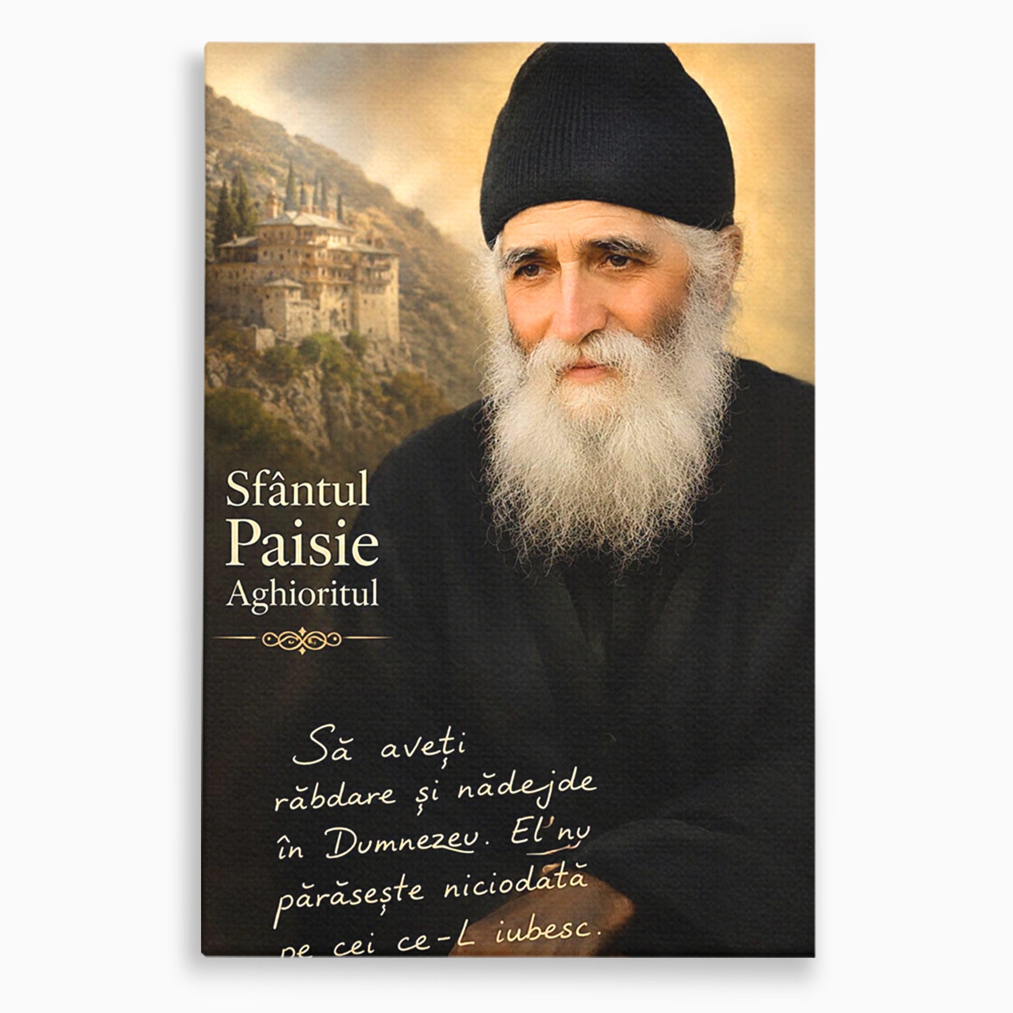 Tablou Canvas Premium LuxCanva® PI1369, Sfântul Paisie Aghioritul, Religie, Portret, Spiritualitate, Credinta, Culori Vibrante, Living, Dormitor, Salon