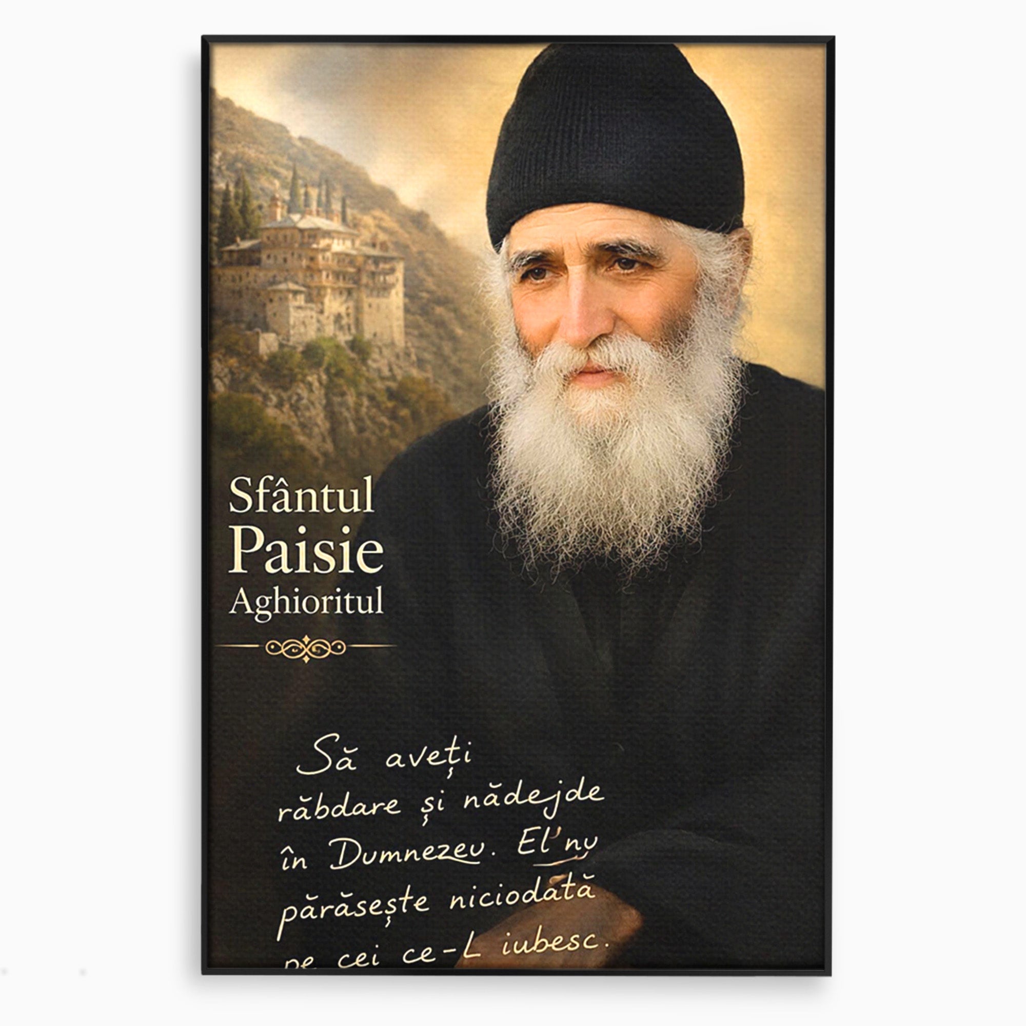 Tablou Canvas Premium LuxCanva® PI1369, Sfântul Paisie Aghioritul, Religie, Portret, Spiritualitate, Credinta, Culori Vibrante, Living, Dormitor, Salon