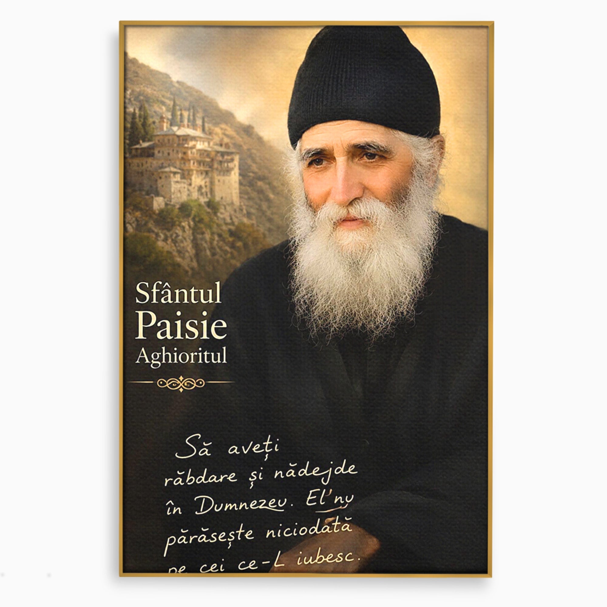 Tablou Canvas Premium LuxCanva® PI1369, Sfântul Paisie Aghioritul, Religie, Portret, Spiritualitate, Credinta, Culori Vibrante, Living, Dormitor, Salon