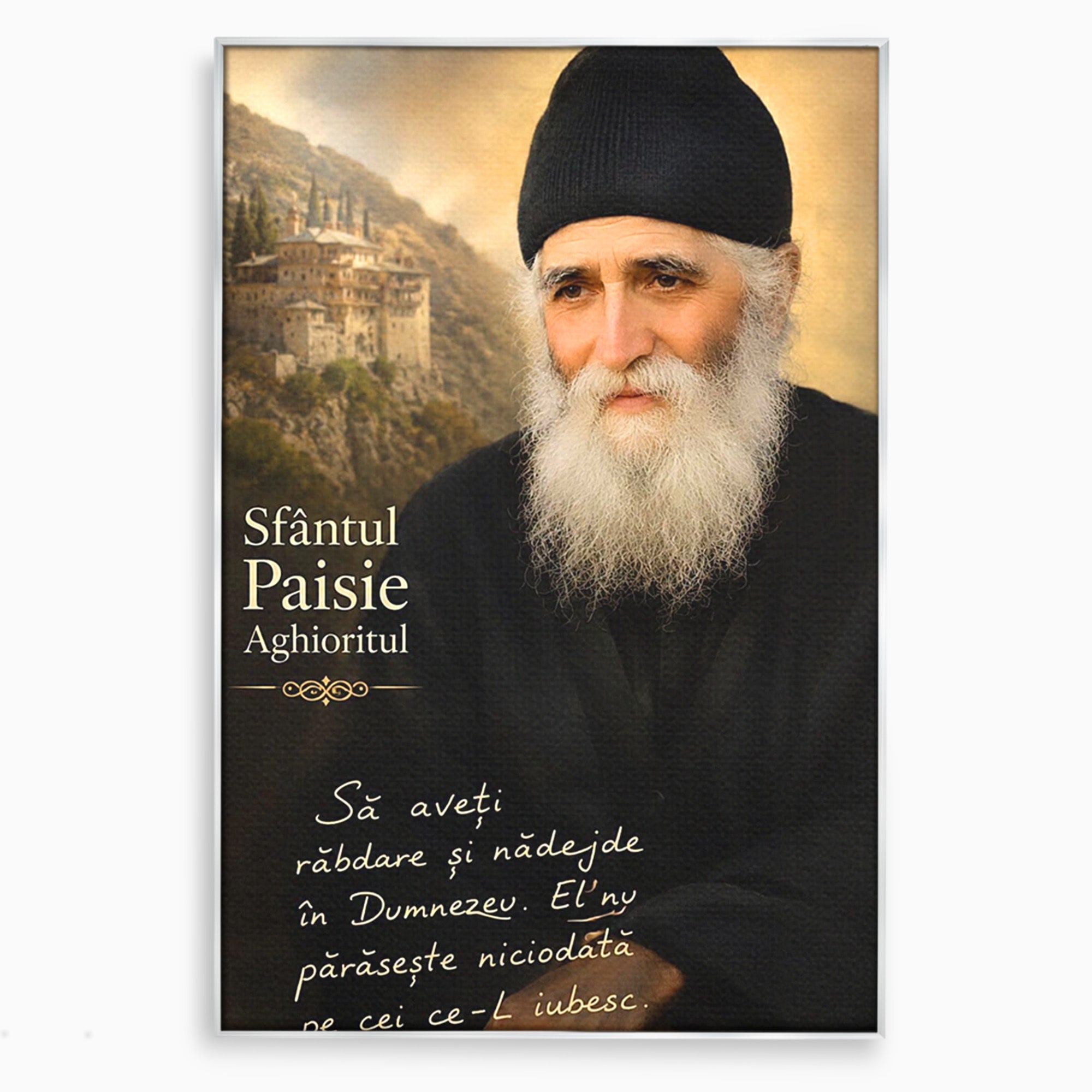 Tablou Canvas Premium LuxCanva® PI1369, Sfântul Paisie Aghioritul, Religie, Portret, Spiritualitate, Credinta, Culori Vibrante, Living, Dormitor, Salon