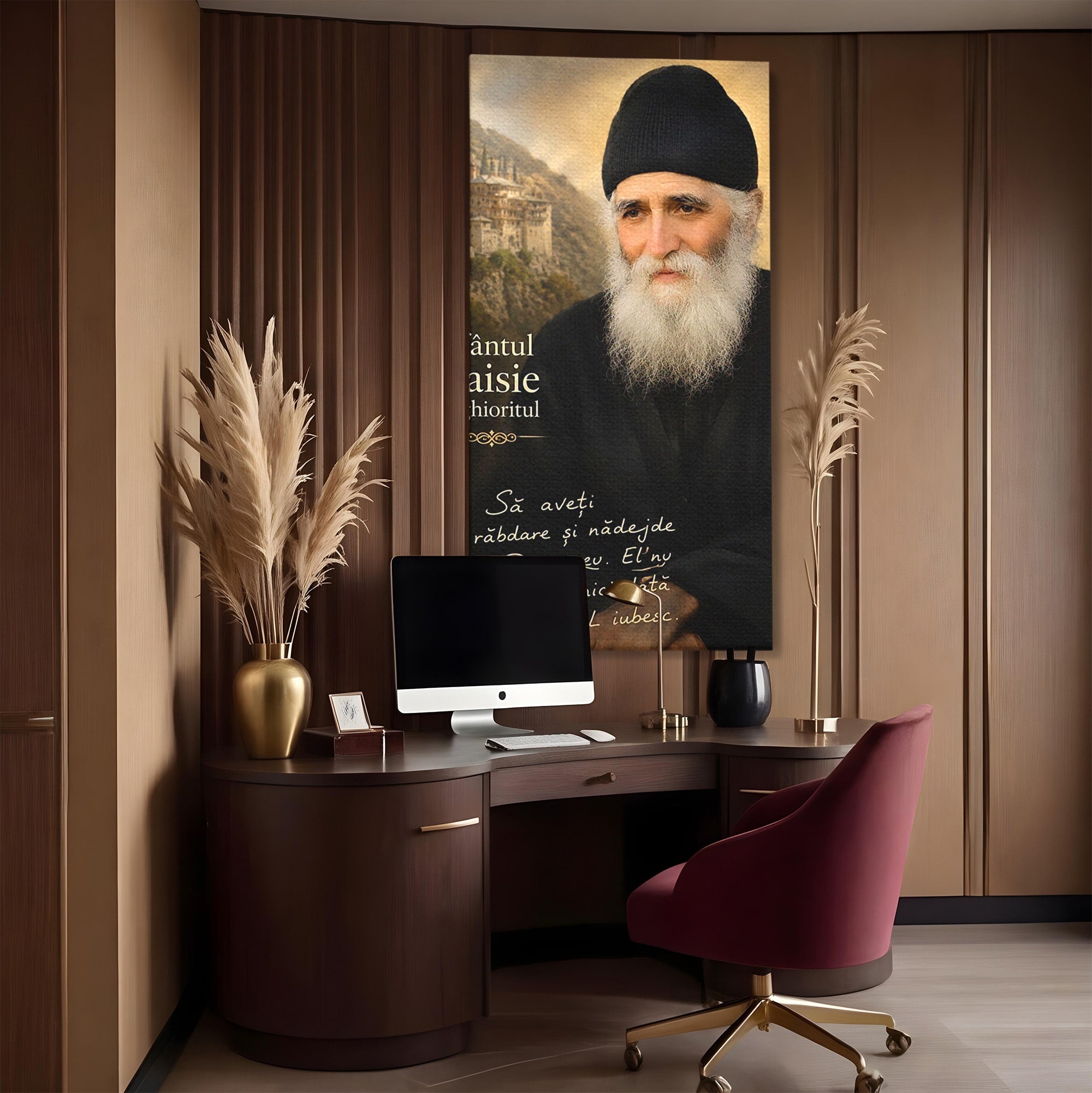Tablou Canvas Premium LuxCanva® PI1369, Sfântul Paisie Aghioritul, Religie, Portret, Spiritualitate, Credinta, Culori Vibrante, Living, Dormitor, Salon