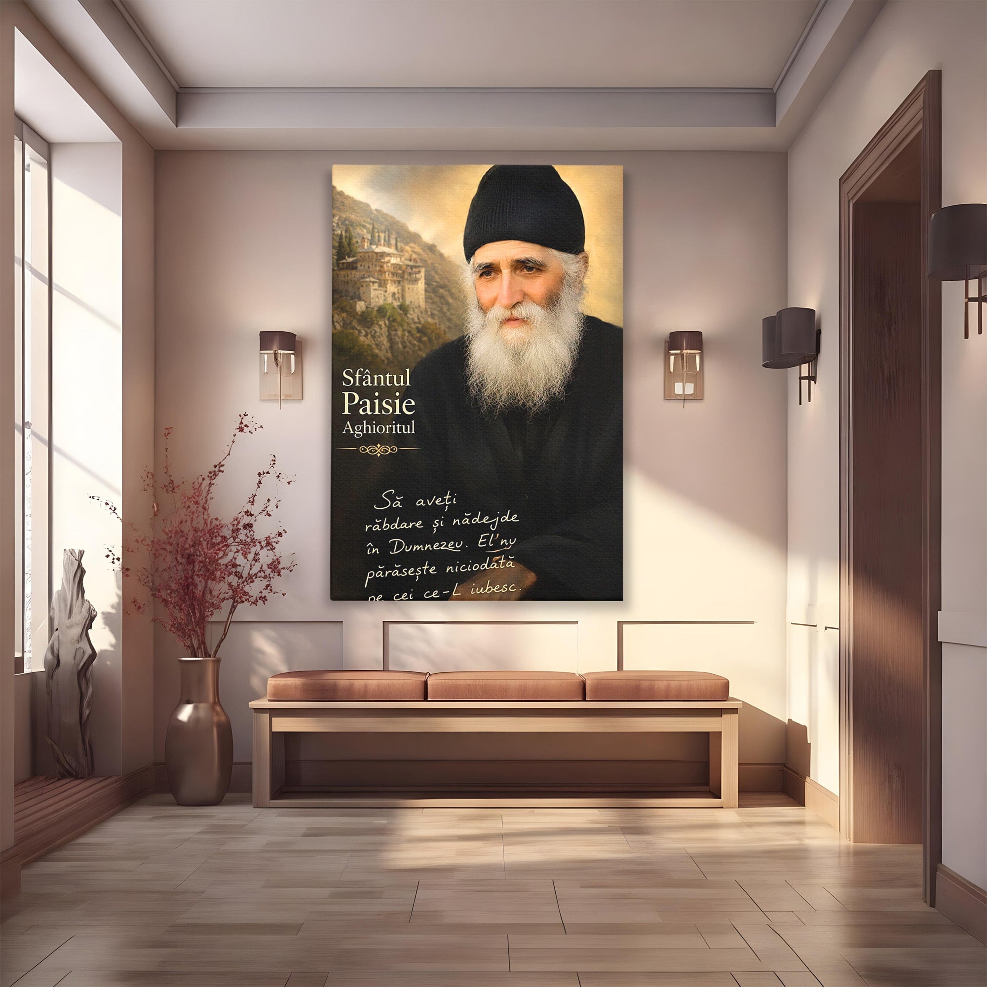 Tablou Canvas Premium LuxCanva® PI1369, Sfântul Paisie Aghioritul, Religie, Portret, Spiritualitate, Credinta, Culori Vibrante, Living, Dormitor, Salon