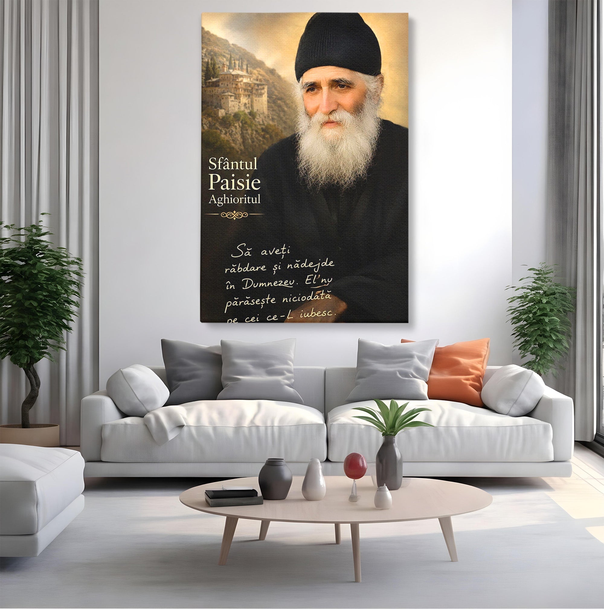 Tablou Canvas Premium LuxCanva® PI1369, Sfântul Paisie Aghioritul, Religie, Portret, Spiritualitate, Credinta, Culori Vibrante, Living, Dormitor, Salon