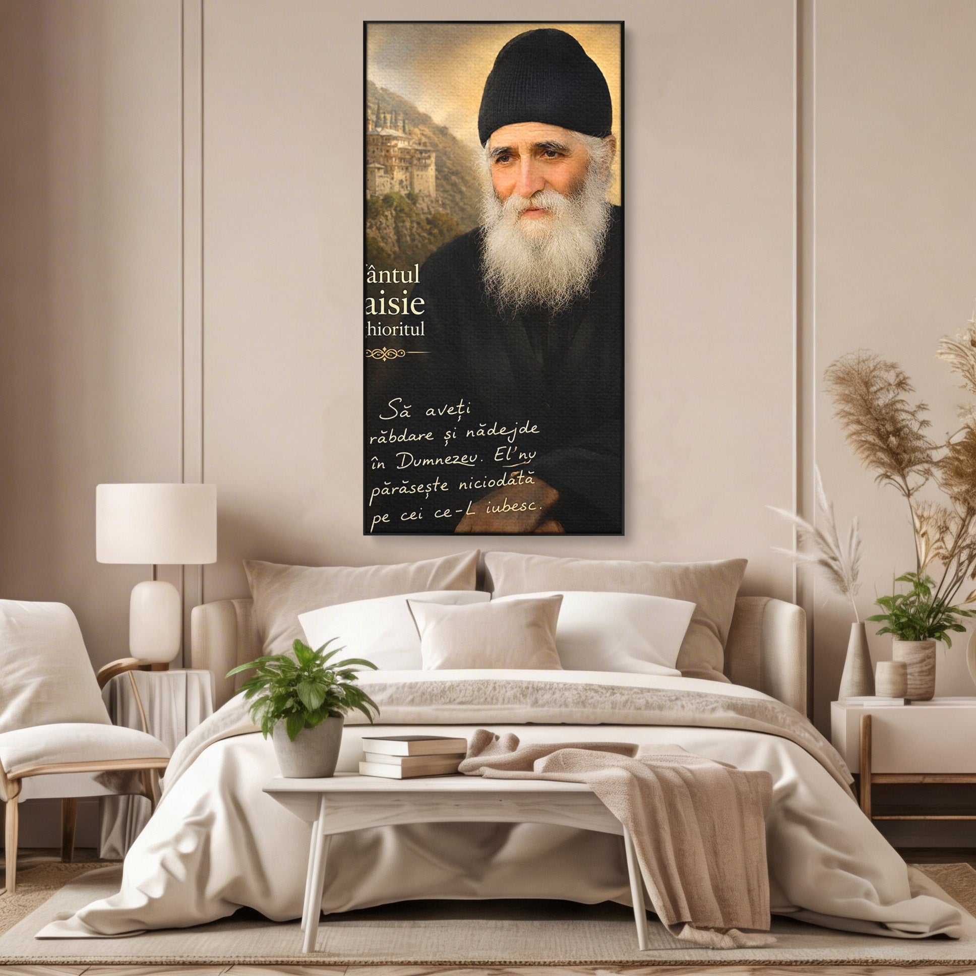 Tablou Canvas Premium LuxCanva® PI1369, Sfântul Paisie Aghioritul, Religie, Portret, Spiritualitate, Credinta, Culori Vibrante, Living, Dormitor, Salon