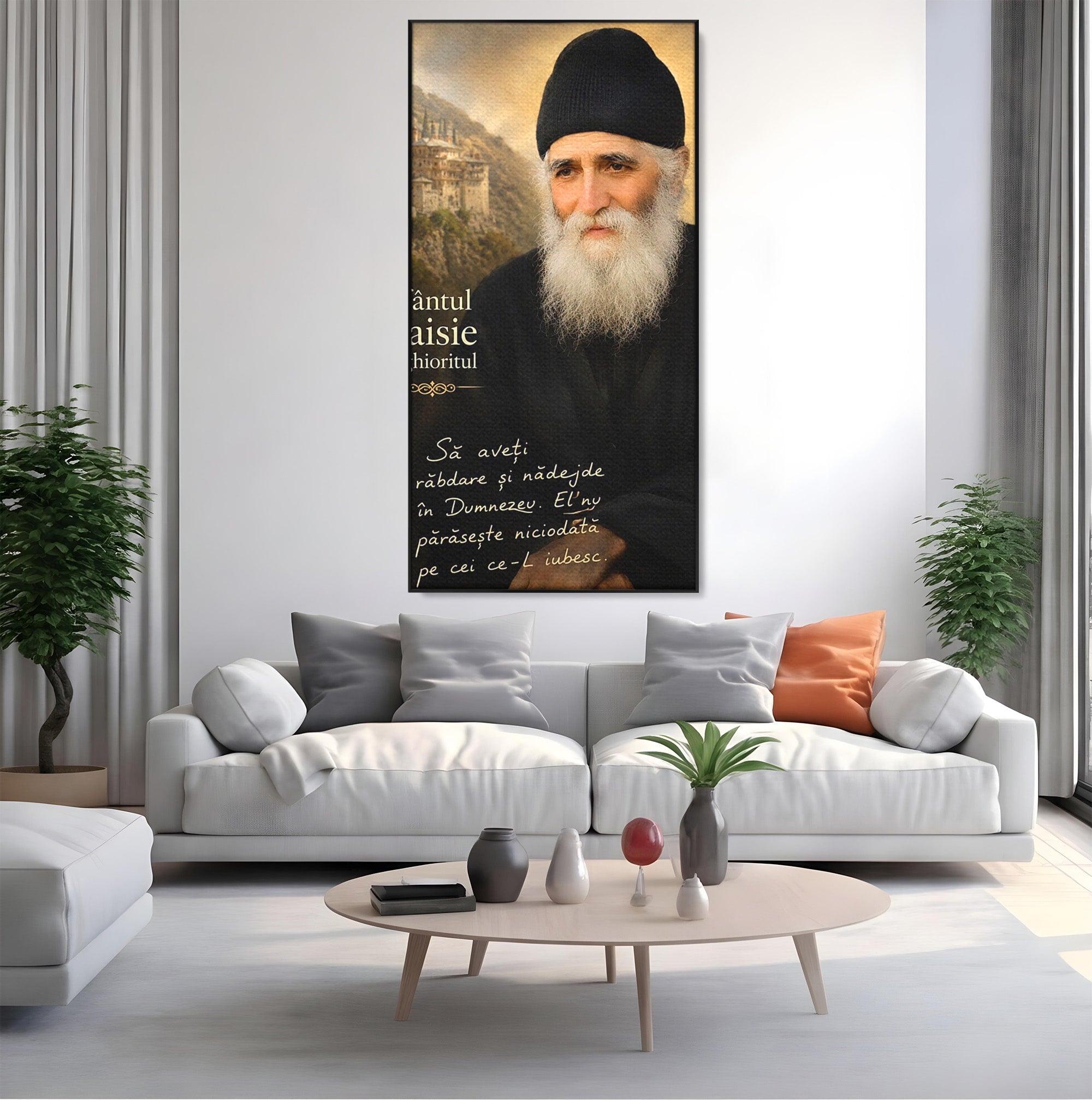 Tablou Canvas Premium LuxCanva® PI1369, Sfântul Paisie Aghioritul, Religie, Portret, Spiritualitate, Credinta, Culori Vibrante, Living, Dormitor, Salon