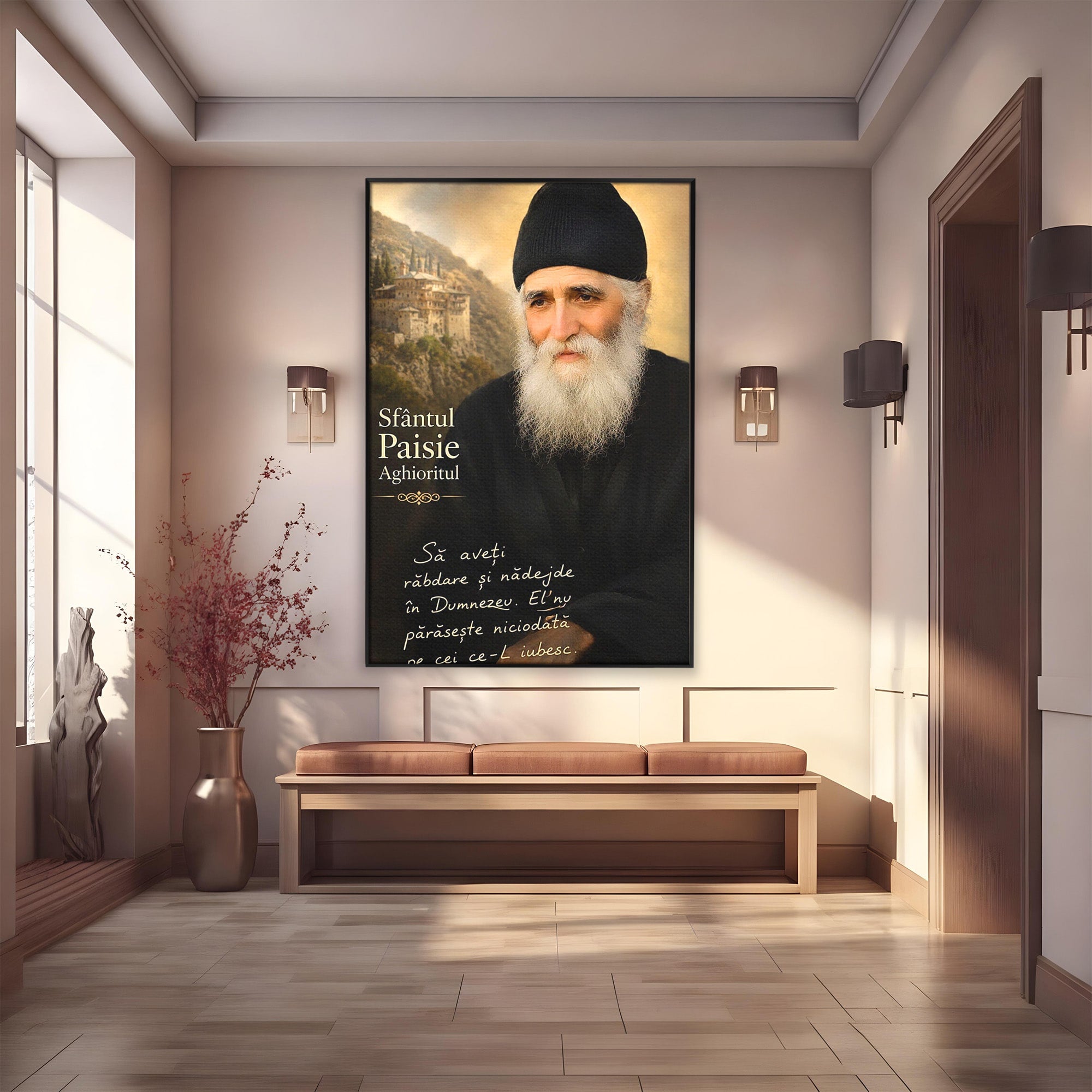 Tablou Canvas Premium LuxCanva® PI1369, Sfântul Paisie Aghioritul, Religie, Portret, Spiritualitate, Credinta, Culori Vibrante, Living, Dormitor, Salon