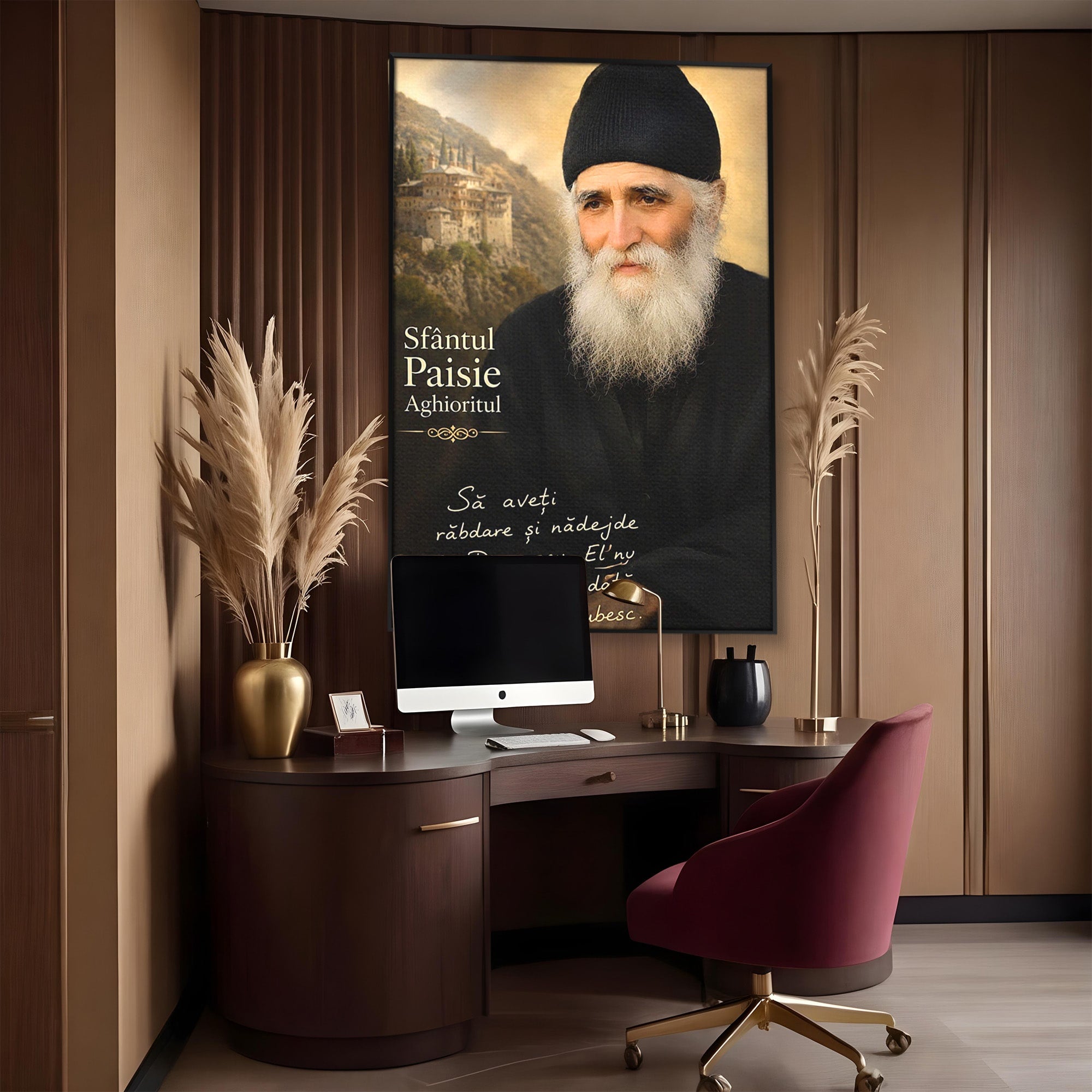 Tablou Canvas Premium LuxCanva® PI1369, Sfântul Paisie Aghioritul, Religie, Portret, Spiritualitate, Credinta, Culori Vibrante, Living, Dormitor, Salon