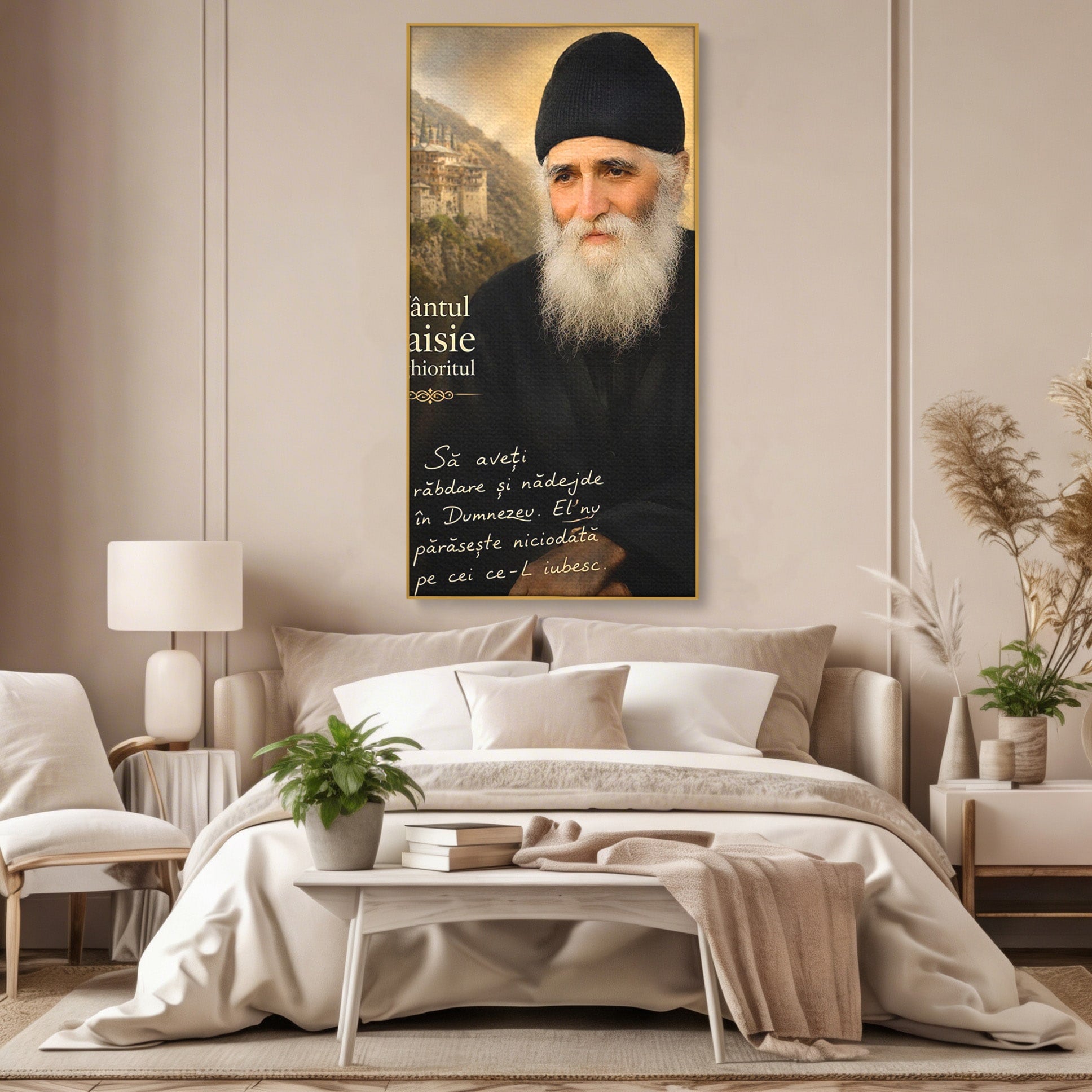 Tablou Canvas Premium LuxCanva® PI1369, Sfântul Paisie Aghioritul, Religie, Portret, Spiritualitate, Credinta, Culori Vibrante, Living, Dormitor, Salon