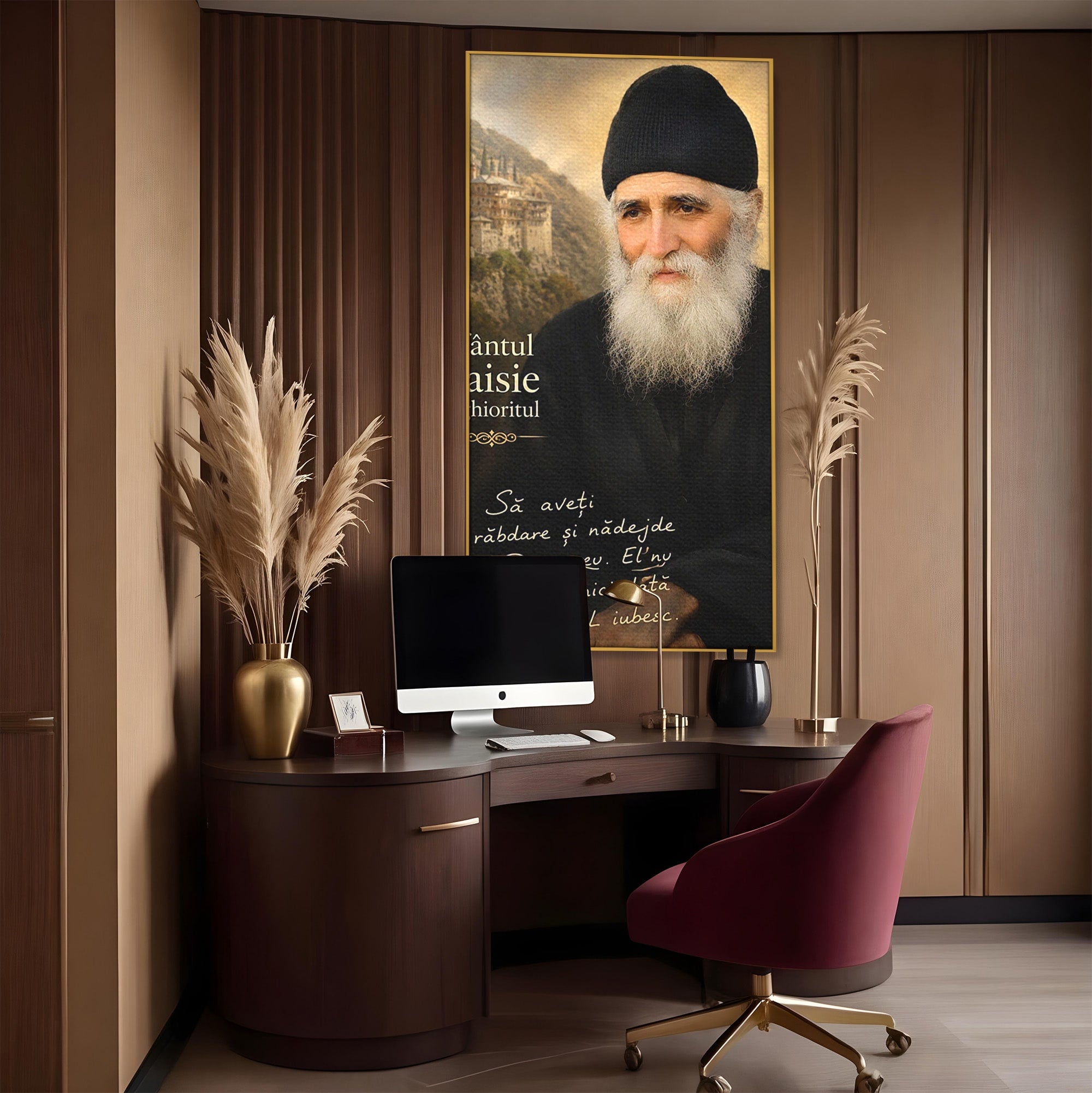 Tablou Canvas Premium LuxCanva® PI1369, Sfântul Paisie Aghioritul, Religie, Portret, Spiritualitate, Credinta, Culori Vibrante, Living, Dormitor, Salon