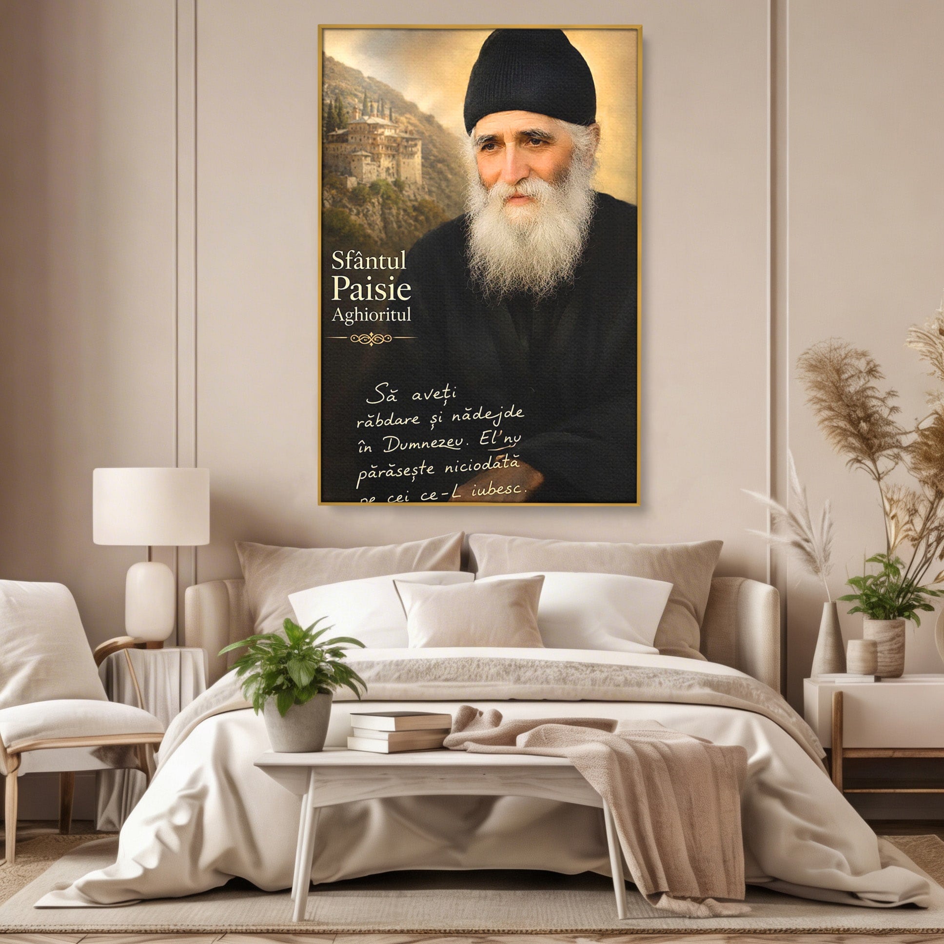 Tablou Canvas Premium LuxCanva® PI1369, Sfântul Paisie Aghioritul, Religie, Portret, Spiritualitate, Credinta, Culori Vibrante, Living, Dormitor, Salon