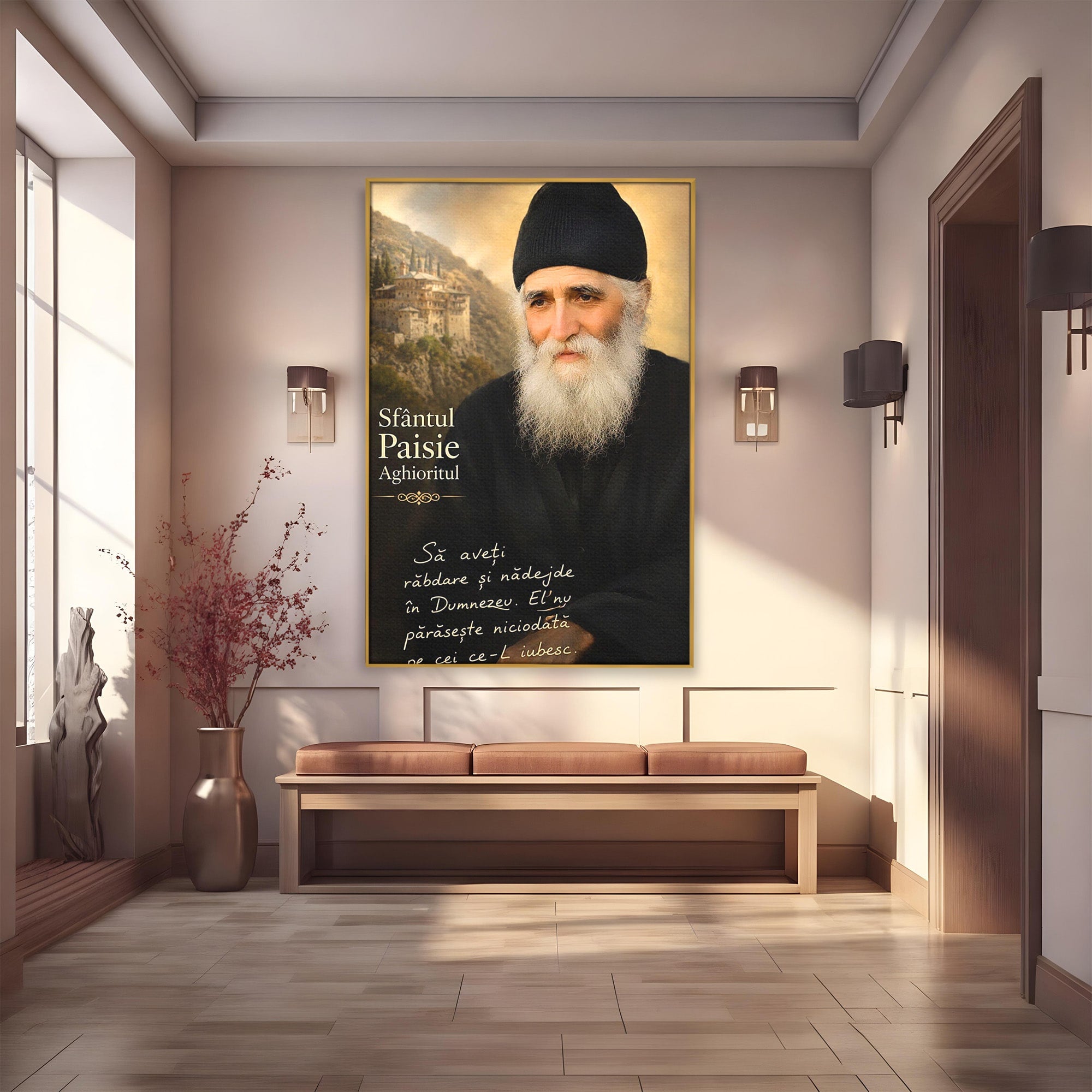 Tablou Canvas Premium LuxCanva® PI1369, Sfântul Paisie Aghioritul, Religie, Portret, Spiritualitate, Credinta, Culori Vibrante, Living, Dormitor, Salon