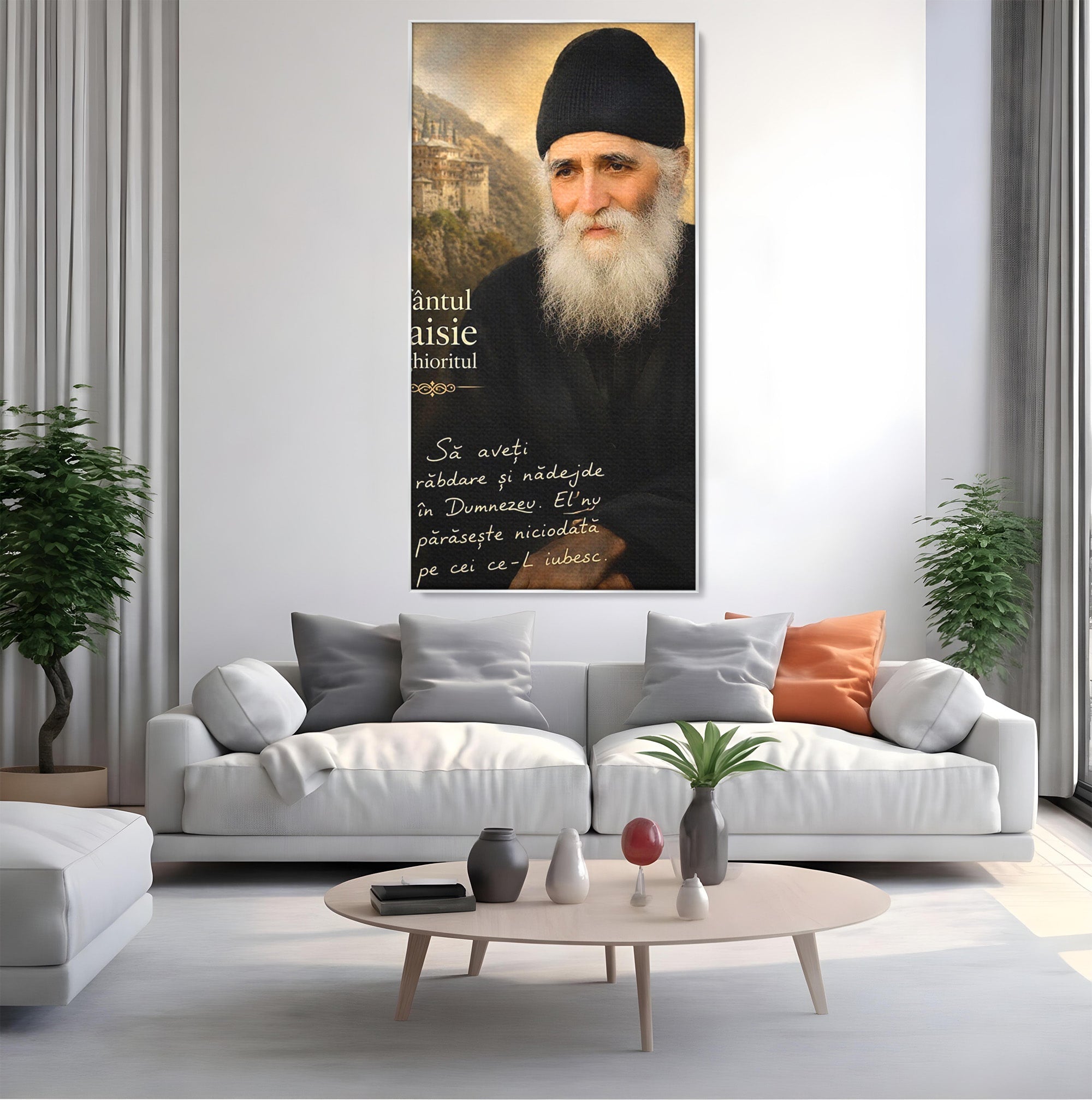 Tablou Canvas Premium LuxCanva® PI1369, Sfântul Paisie Aghioritul, Religie, Portret, Spiritualitate, Credinta, Culori Vibrante, Living, Dormitor, Salon