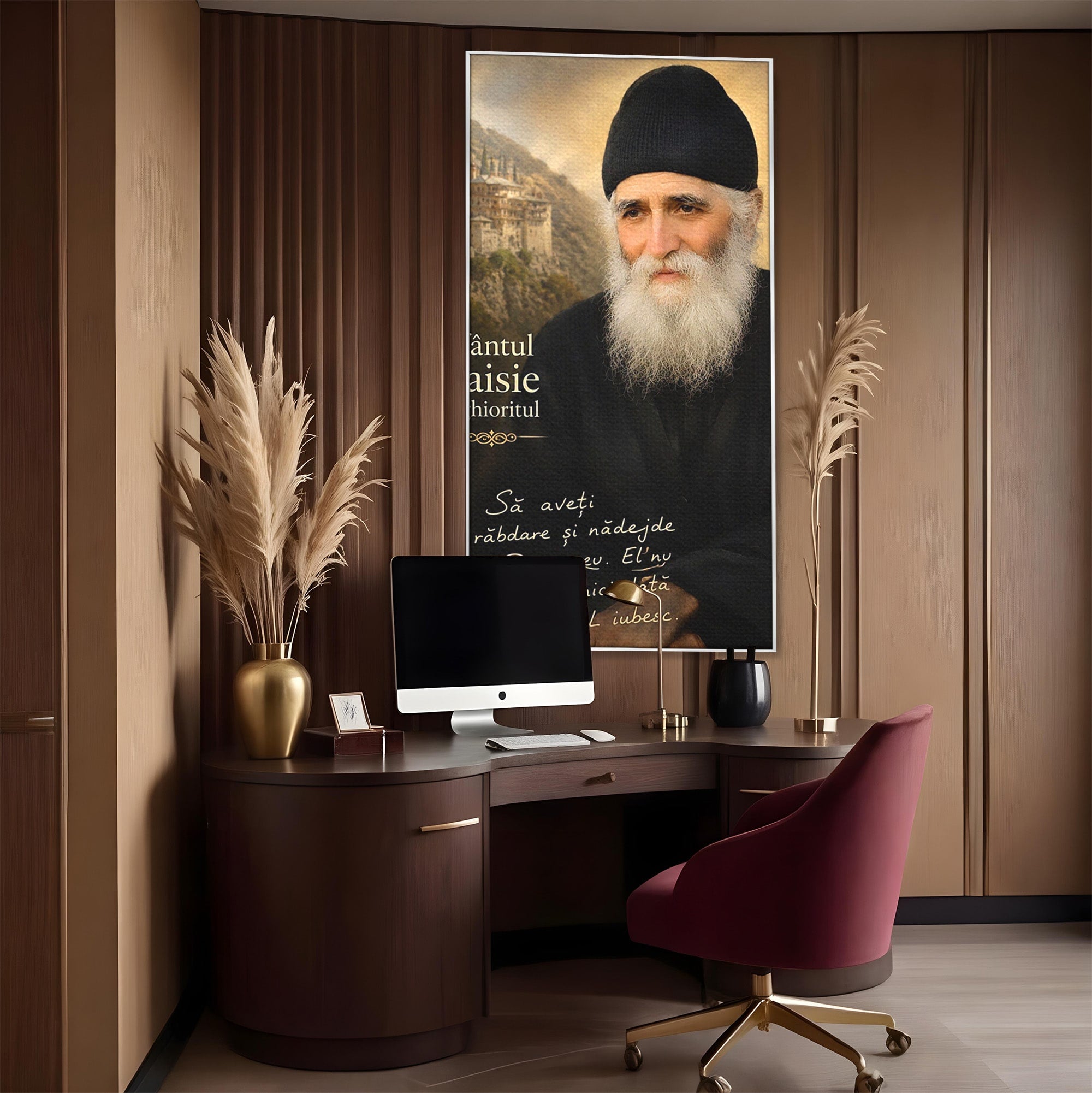 Tablou Canvas Premium LuxCanva® PI1369, Sfântul Paisie Aghioritul, Religie, Portret, Spiritualitate, Credinta, Culori Vibrante, Living, Dormitor, Salon