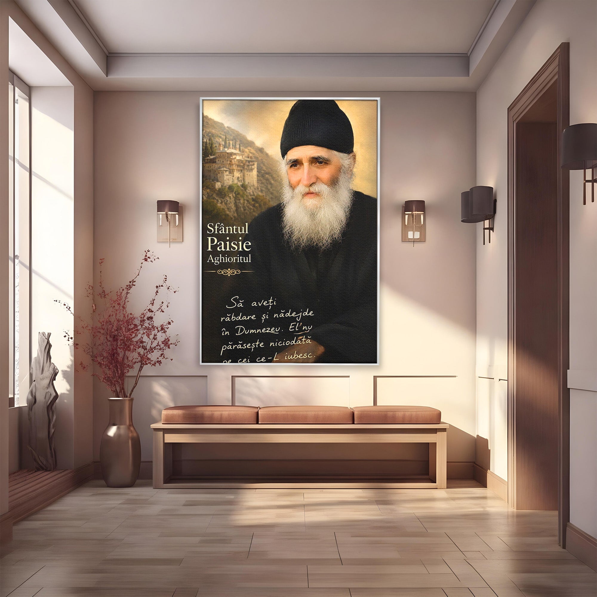 Tablou Canvas Premium LuxCanva® PI1369, Sfântul Paisie Aghioritul, Religie, Portret, Spiritualitate, Credinta, Culori Vibrante, Living, Dormitor, Salon