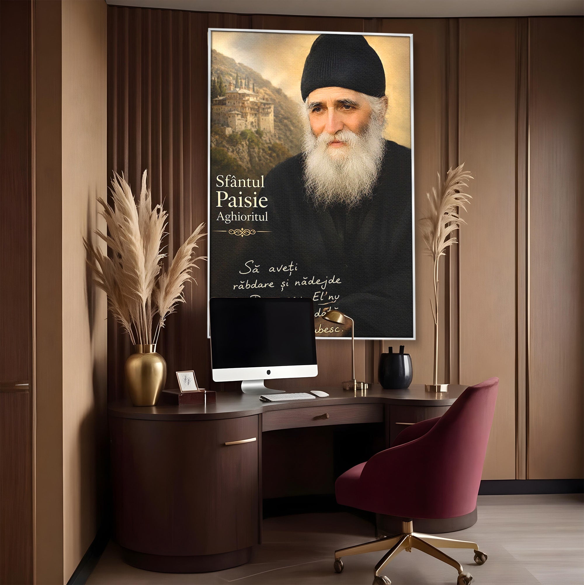 Tablou Canvas Premium LuxCanva® PI1369, Sfântul Paisie Aghioritul, Religie, Portret, Spiritualitate, Credinta, Culori Vibrante, Living, Dormitor, Salon