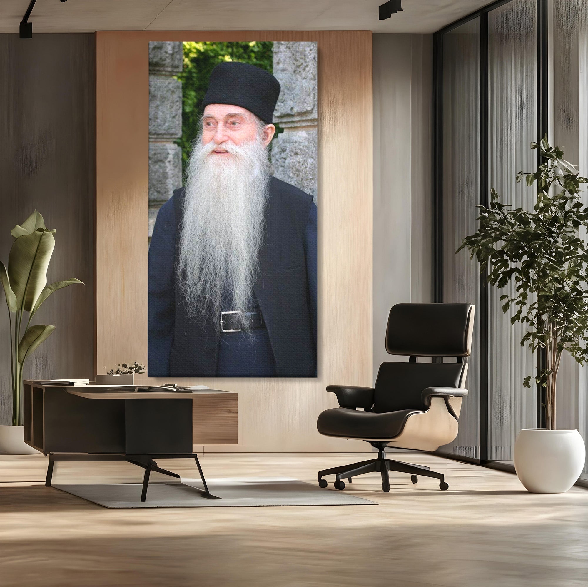 Tablou Canvas Premium LuxCanva® PI1370, Arhimandritul Arsenie Papacioc, Sfant, Ortodox, Religie, Spiritualitate, Credinta, Culori Vibrante, Living, Dormitor