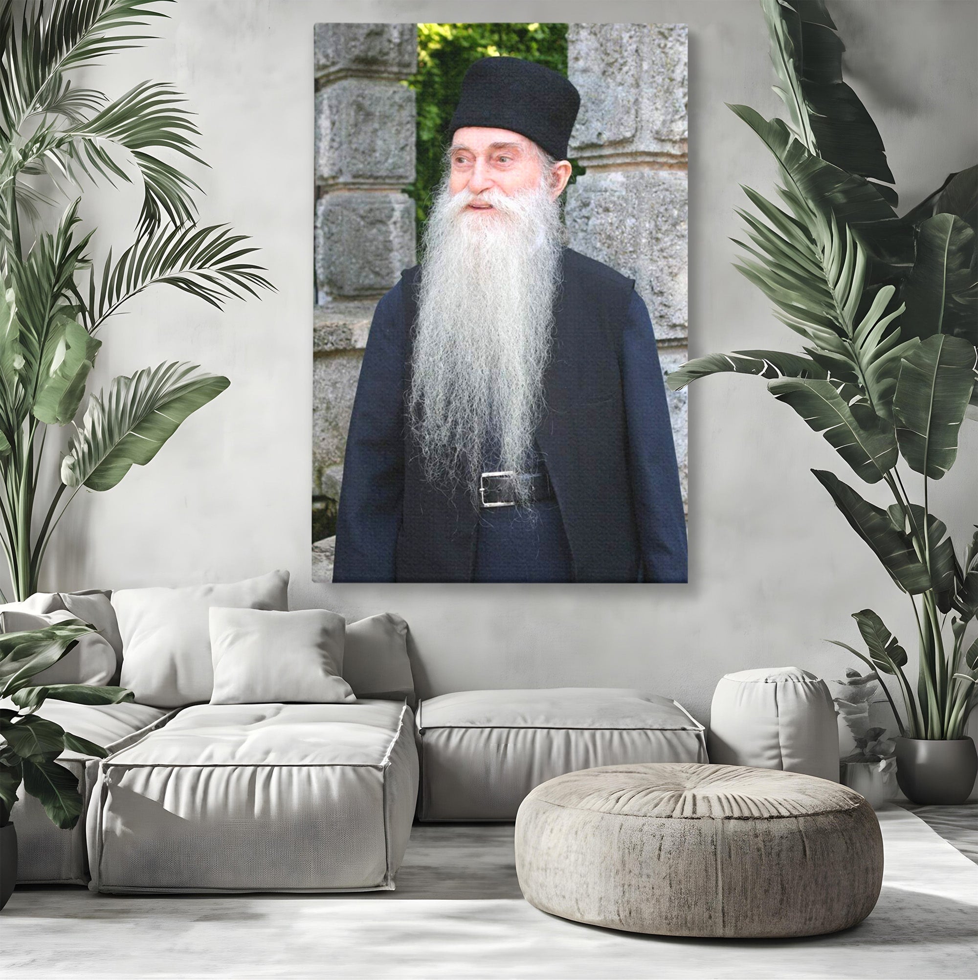 Tablou Canvas Premium LuxCanva® PI1370, Arhimandritul Arsenie Papacioc, Sfant, Ortodox, Religie, Spiritualitate, Credinta, Culori Vibrante, Living, Dormitor