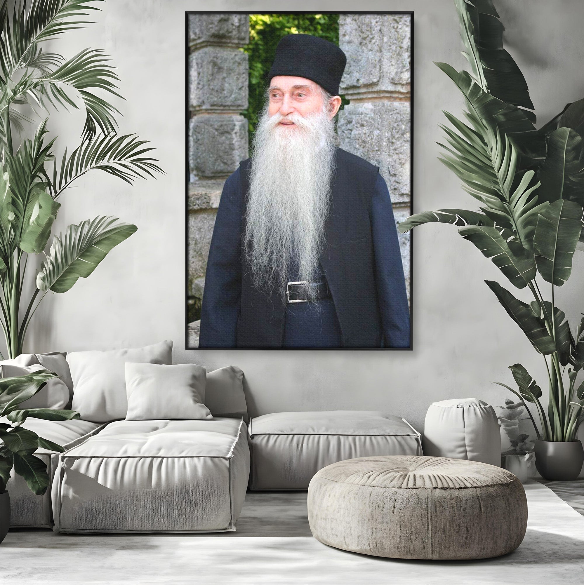 Tablou Canvas Premium LuxCanva® PI1370, Arhimandritul Arsenie Papacioc, Sfant, Ortodox, Religie, Spiritualitate, Credinta, Culori Vibrante, Living, Dormitor