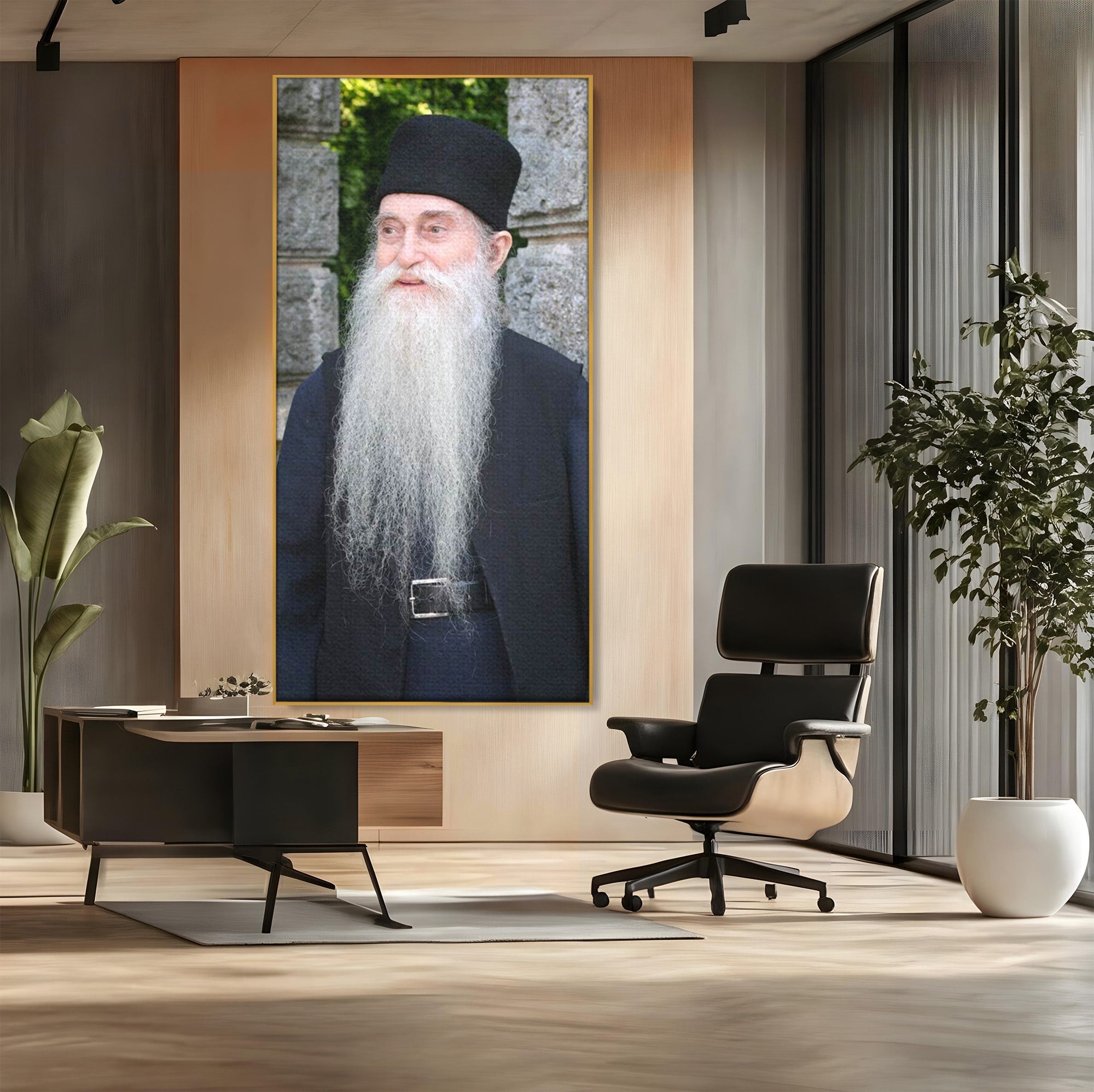 Tablou Canvas Premium LuxCanva® PI1370, Arhimandritul Arsenie Papacioc, Sfant, Ortodox, Religie, Spiritualitate, Credinta, Culori Vibrante, Living, Dormitor